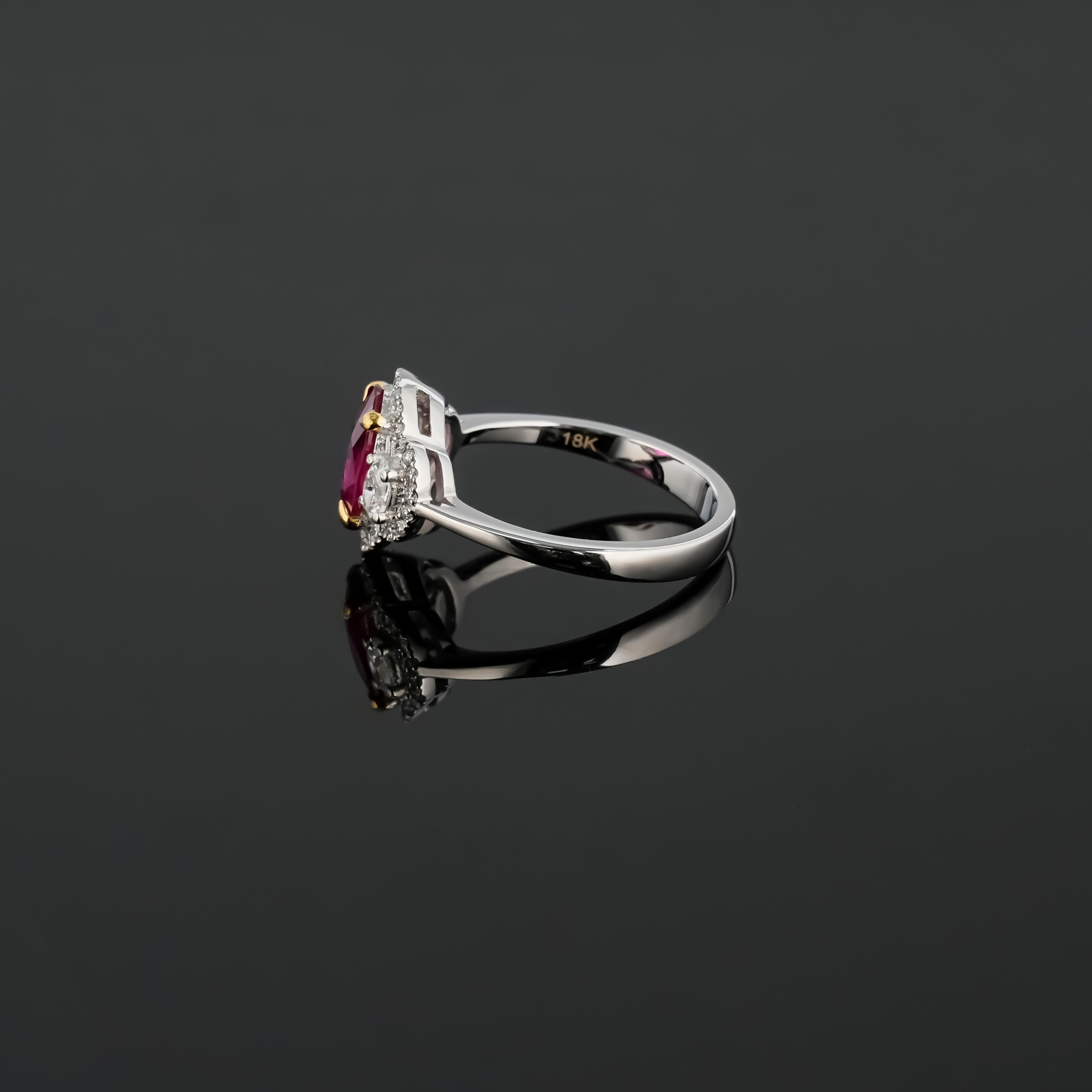 Modern Certified 1.60 Ruby and Diamond Three Stone Engagement Ring For Sale
