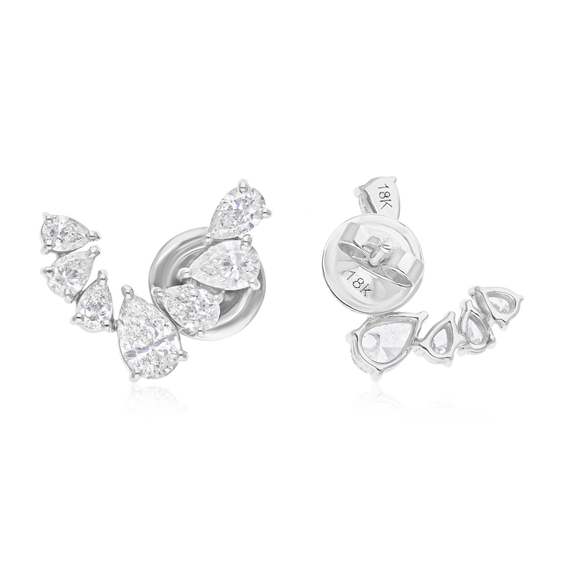 Taille poire Certified 1.61Ct Pear Cut Diamond SI/HI Statement Stud Earsings 14K Solid Gold en vente