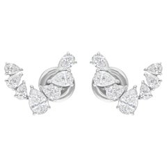 Certified 1.61Ct Pear Cut Diamond SI/HI Statement Stud Earsings 14K Solid Gold