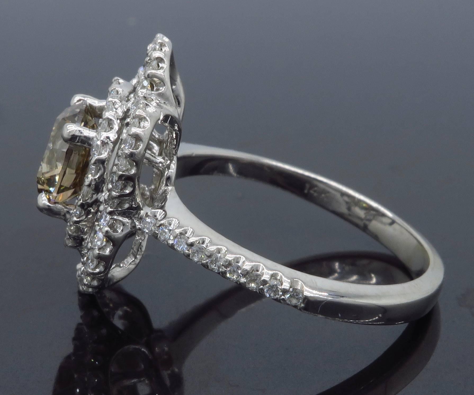 Women's or Men's Certified 1.62 Carat Flower Diamond Ring