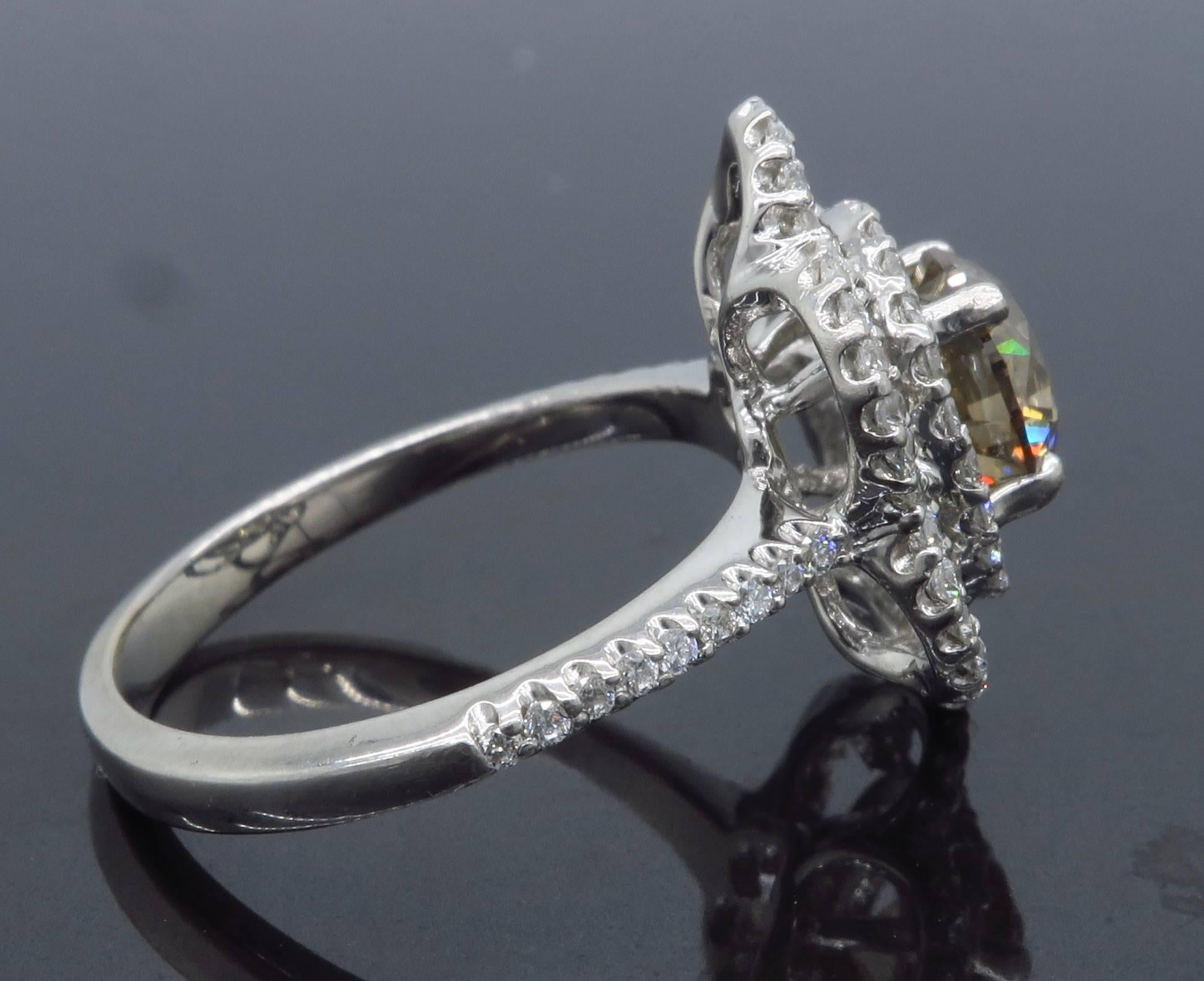 Certified 1.62 Carat Flower Diamond Ring 2