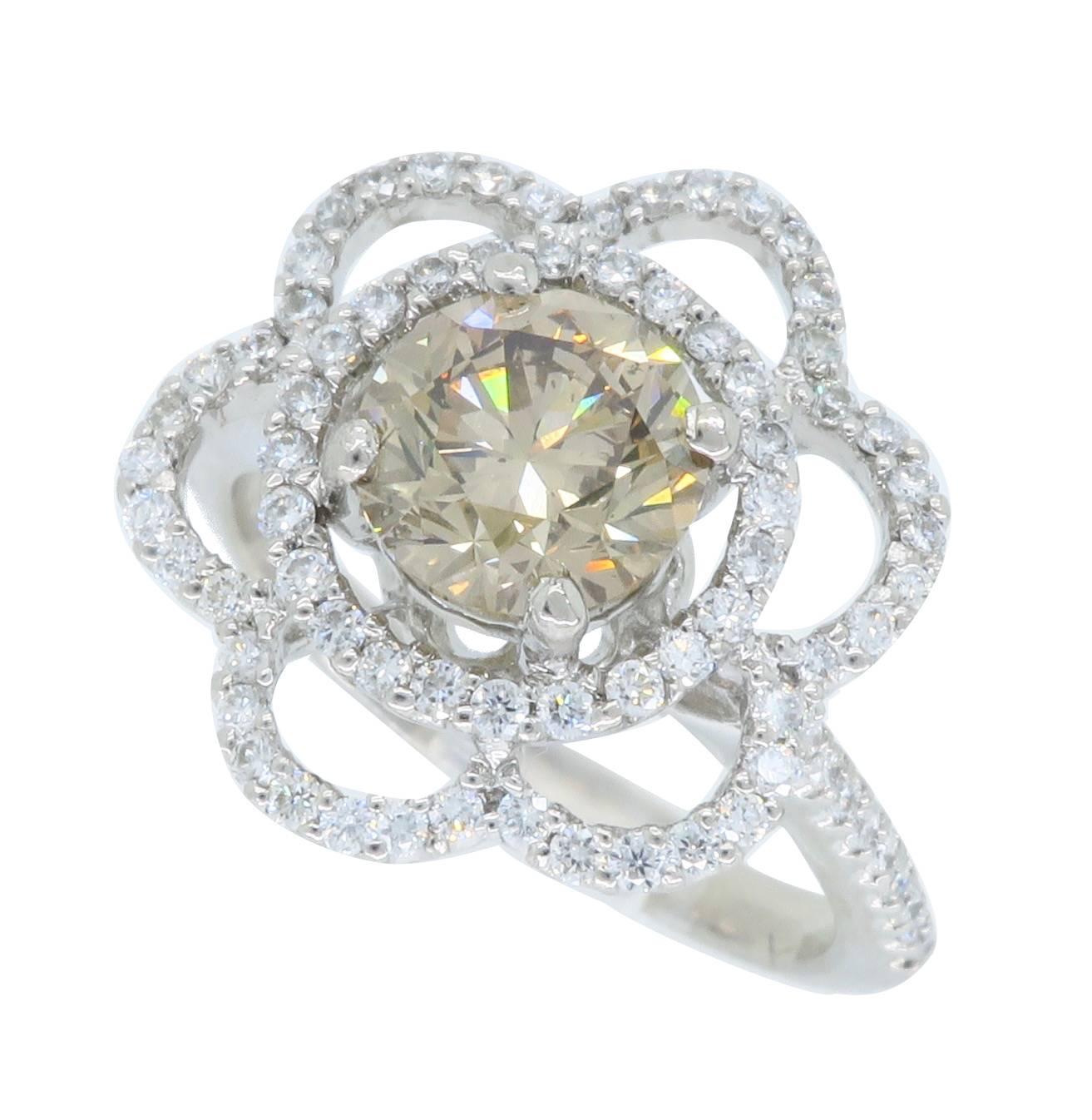 Certified 1.62 Carat Flower Diamond Ring 4
