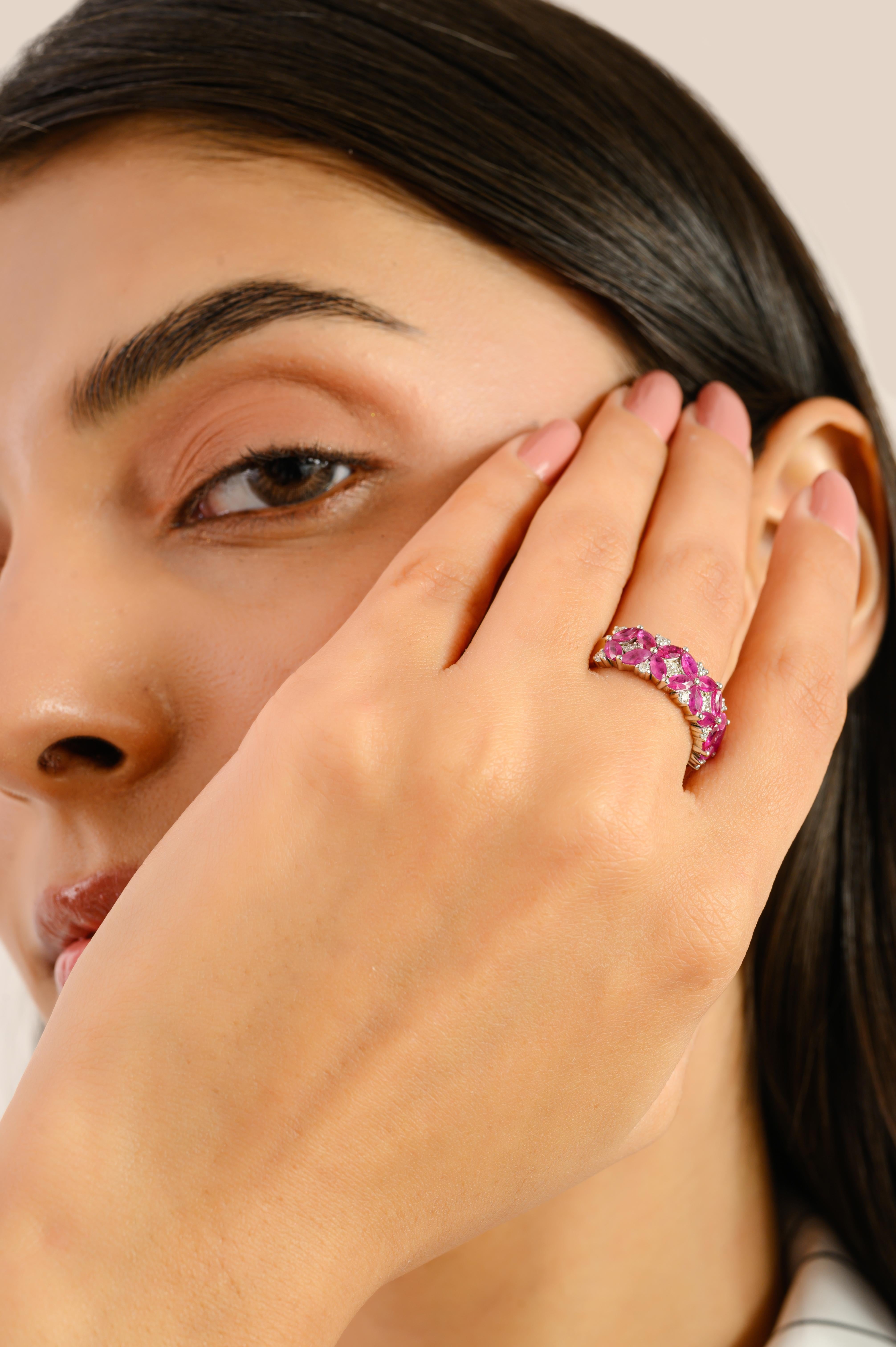 in vendita:  Certificato 1,63 Ct. Anello a fascia floreale con rubino naturale e diamanti in oro 14k 4