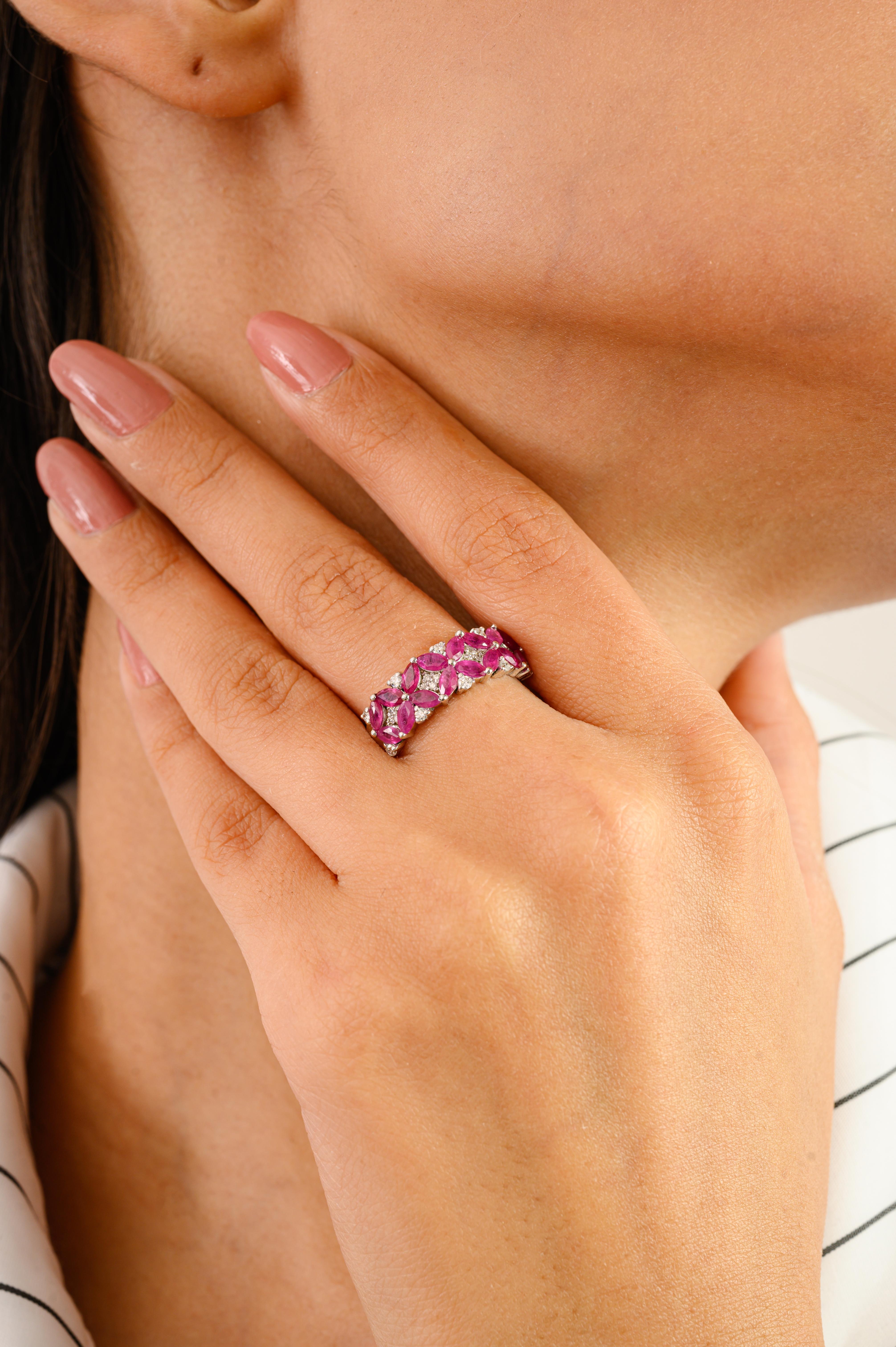 in vendita:  Certificato 1,63 Ct. Anello a fascia floreale con rubino naturale e diamanti in oro 14k 6