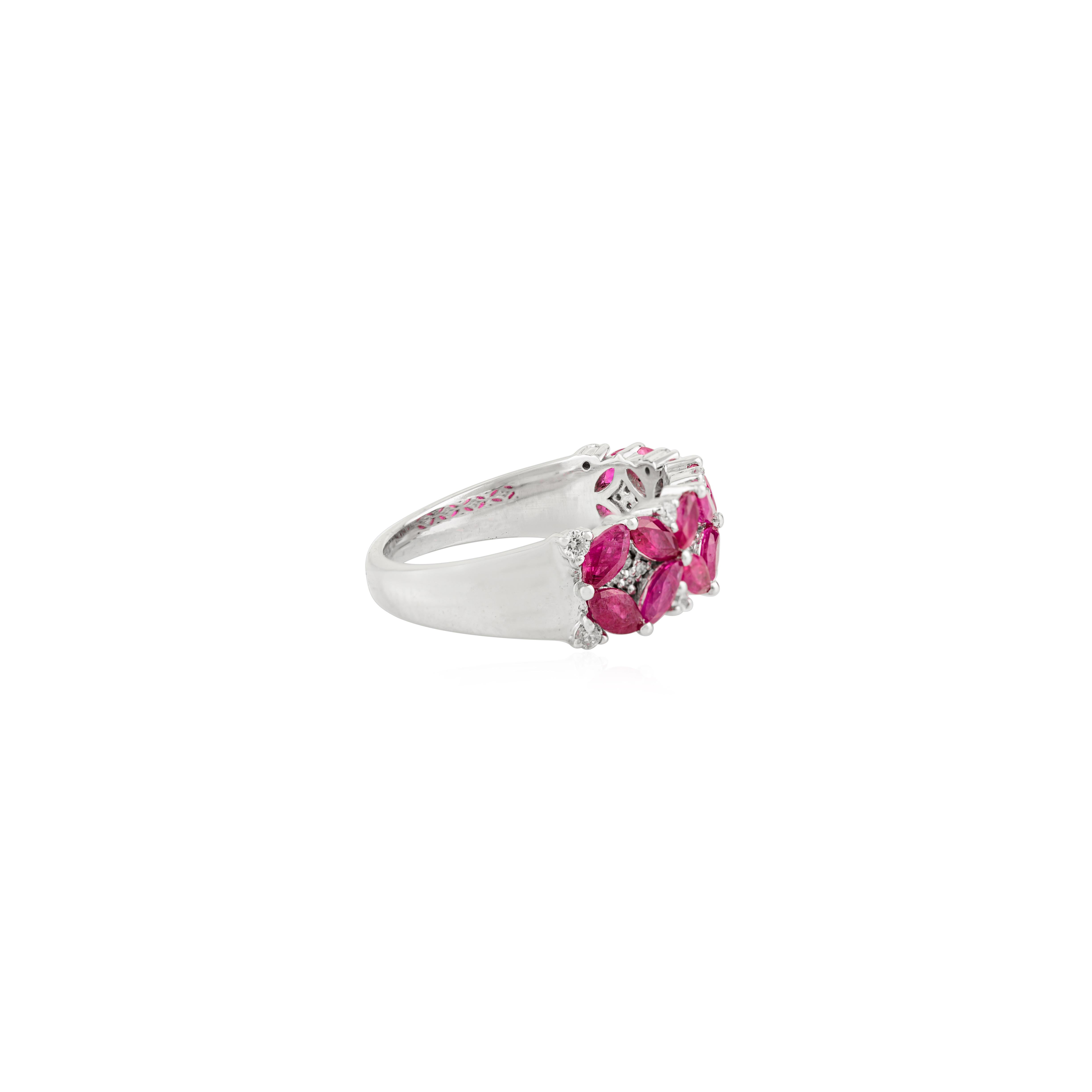 in vendita:  Certificato 1,63 Ct. Anello a fascia floreale con rubino naturale e diamanti in oro 14k 7