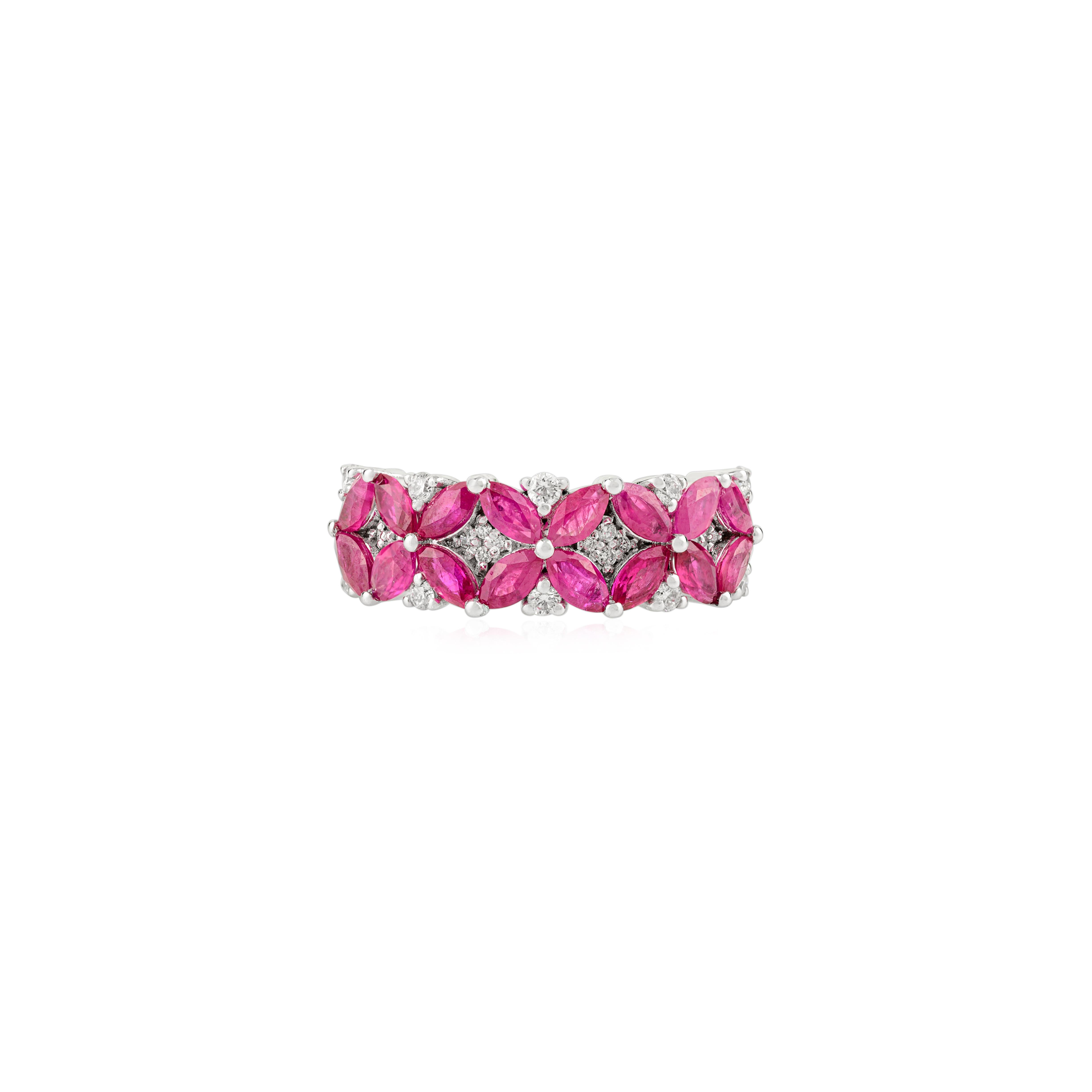 in vendita:  Certificato 1,63 Ct. Anello a fascia floreale con rubino naturale e diamanti in oro 14k 9