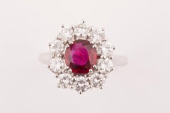 Certified 1.64 Carat Ruby and 1.50 Carat Diamonds French Ring