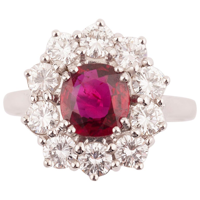 Certified 1.64 Carat Ruby and Diamond Ring For Sale at 1stdibs