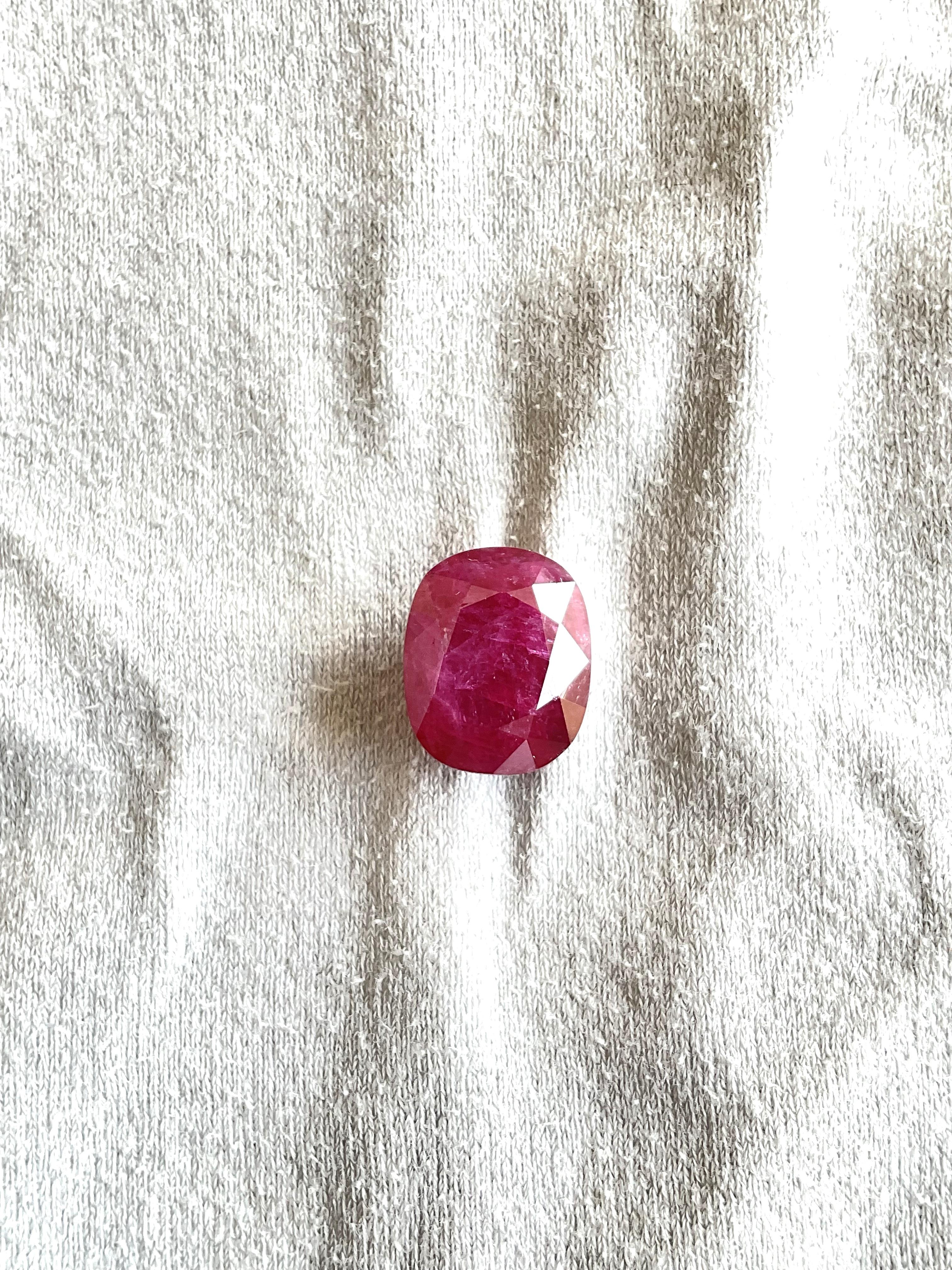 Cushion Cut Certified 16.44 Carats Mozambique Ruby Cushion Faceted Cut stone No Heat Natural For Sale