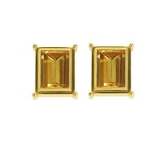 Certified 16.46 Carat Citrine Yellow Gold Studs