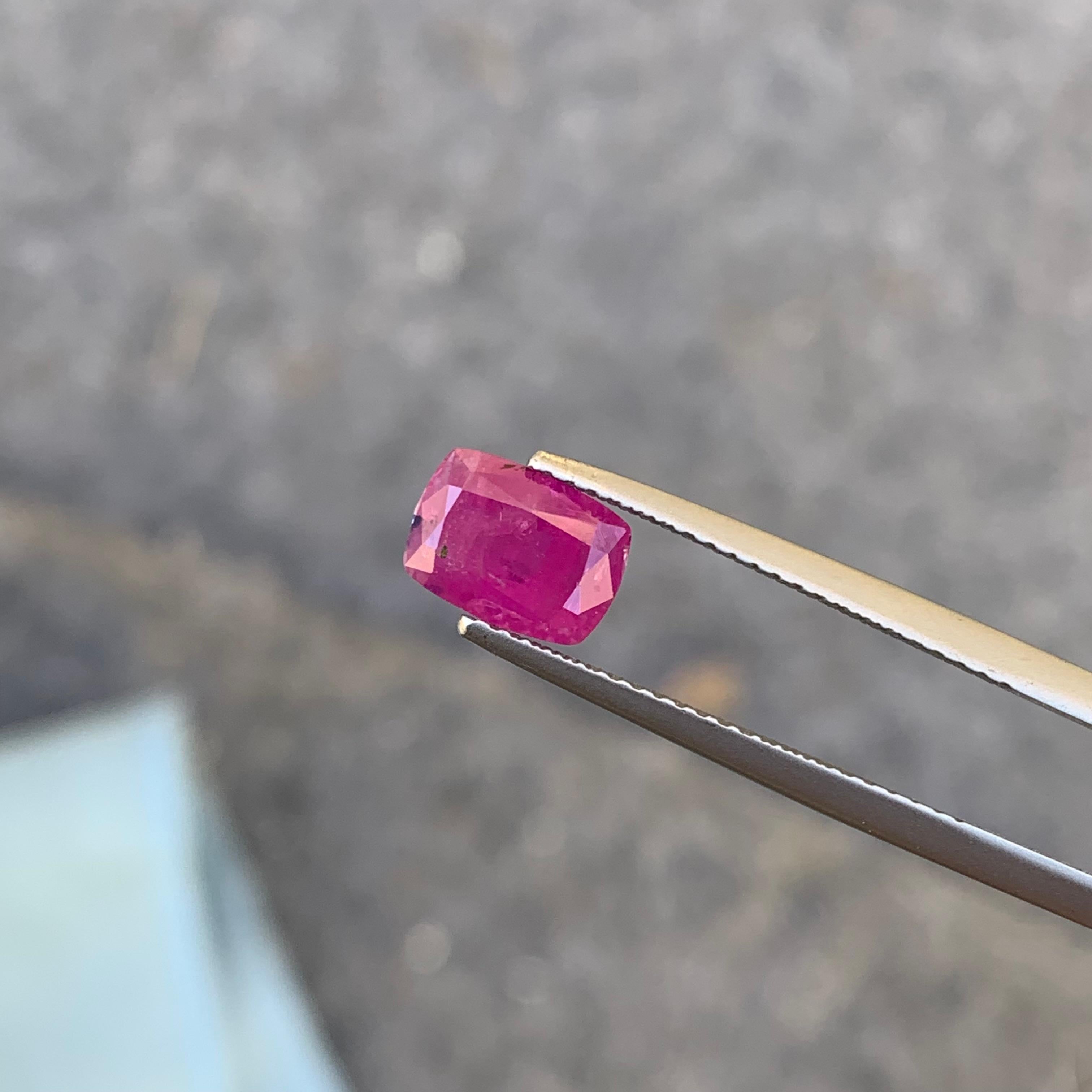 Cushion Cut Certified 1.65 Carat Natural Loose Ruby Corundum From Afghan Mine Ring Gemstone For Sale