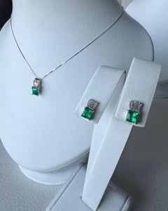 Certified 1.65 ct Square-cut Emerald Stud Earrings