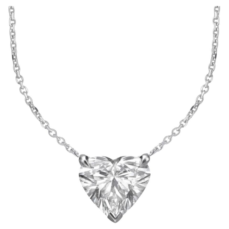 Certified 1.66 Carat G Color Heart Shape Pendant Necklace For Sale