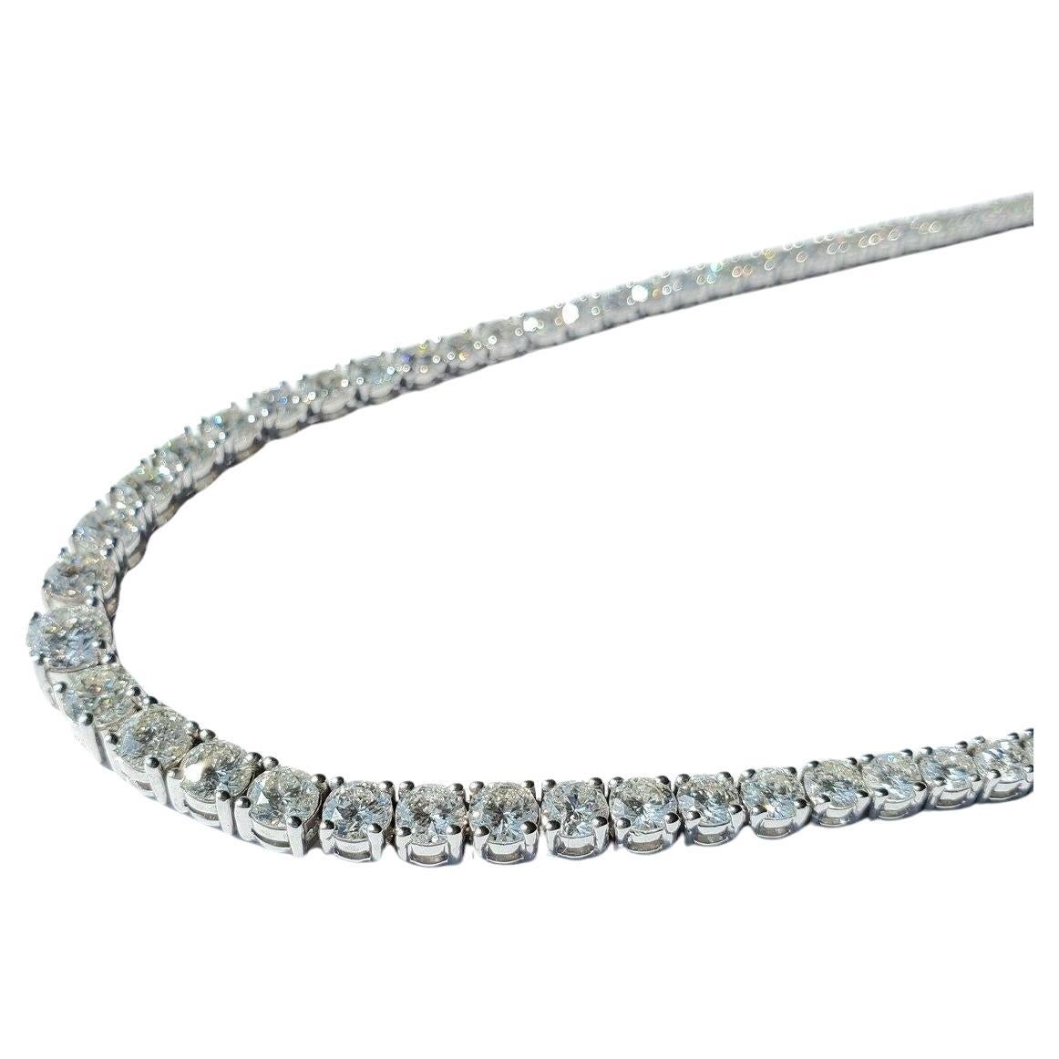 Halskette mit zertifiziertem 16,60 Karat Riviera-Diamant im Ovalschliff im Zustand „Neu“ im Angebot in Chicago, IL