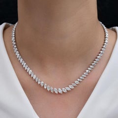 Zertifizierte 16.87Ct Marquise Cut Diamant Hochzeit Kette Halskette 14K Weißgold