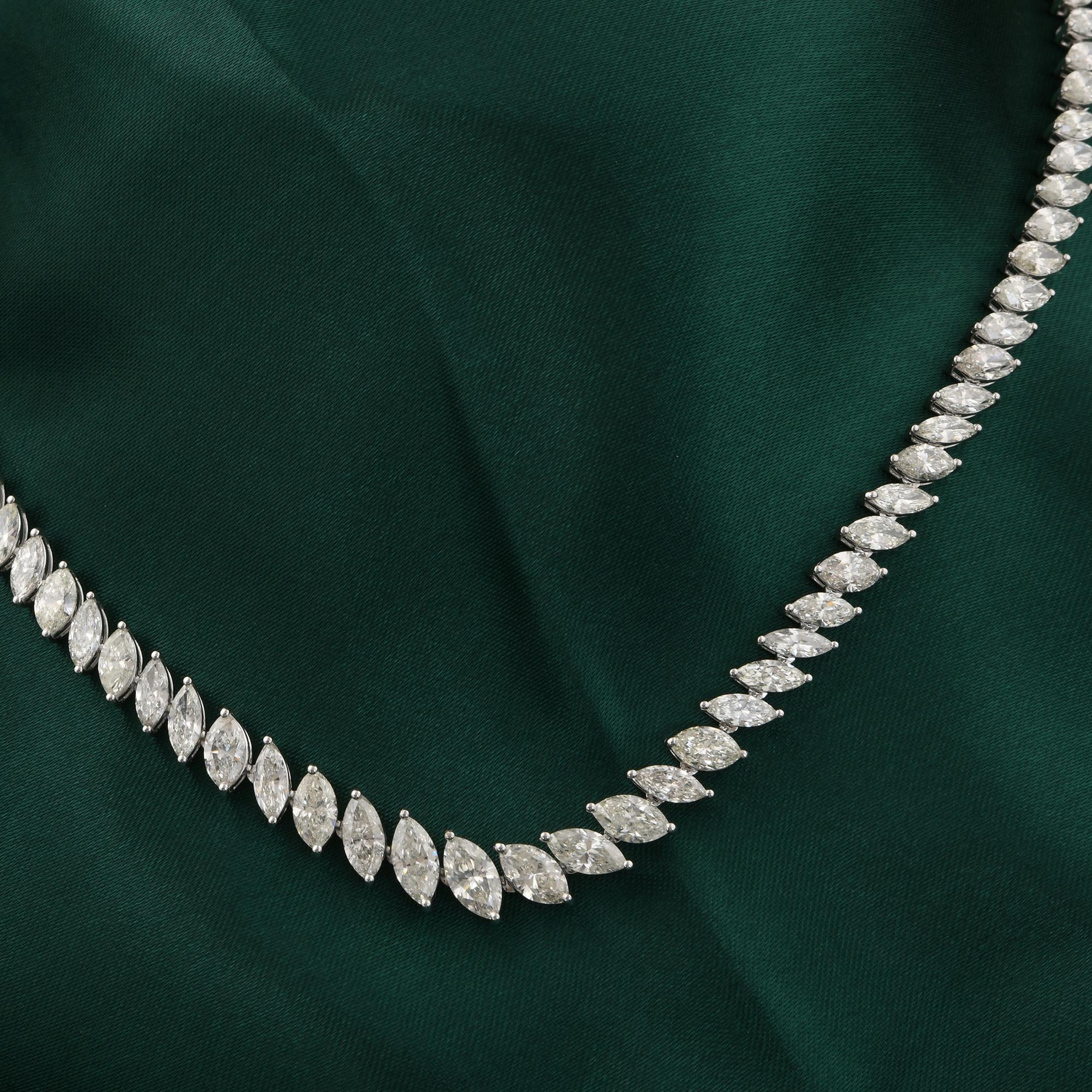 Zertifizierte 16.87Ct Marquise Cut Diamant Hochzeit Kette Halskette 14K Weißgold (Moderne) im Angebot
