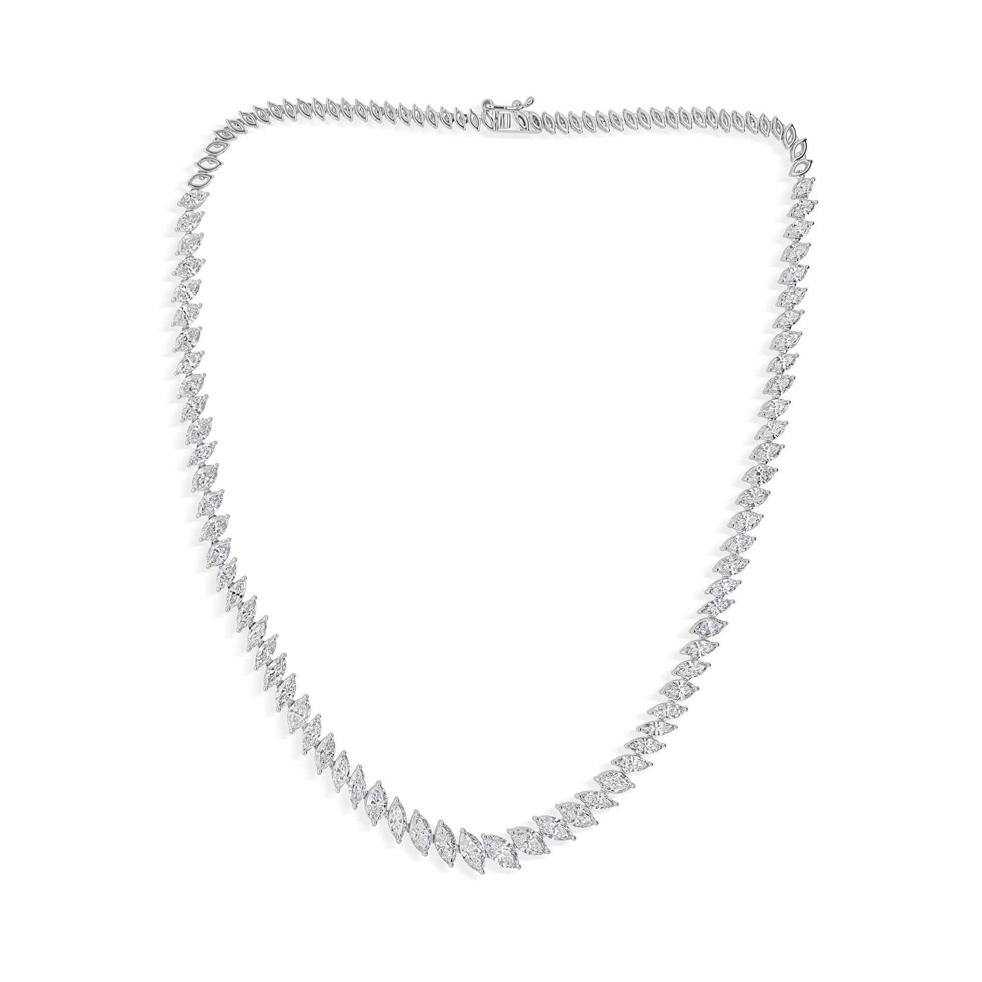 Zertifizierte 16.87Ct Marquise Cut Diamant Hochzeit Kette Halskette 14K Weißgold (Marquiseschliff) im Angebot