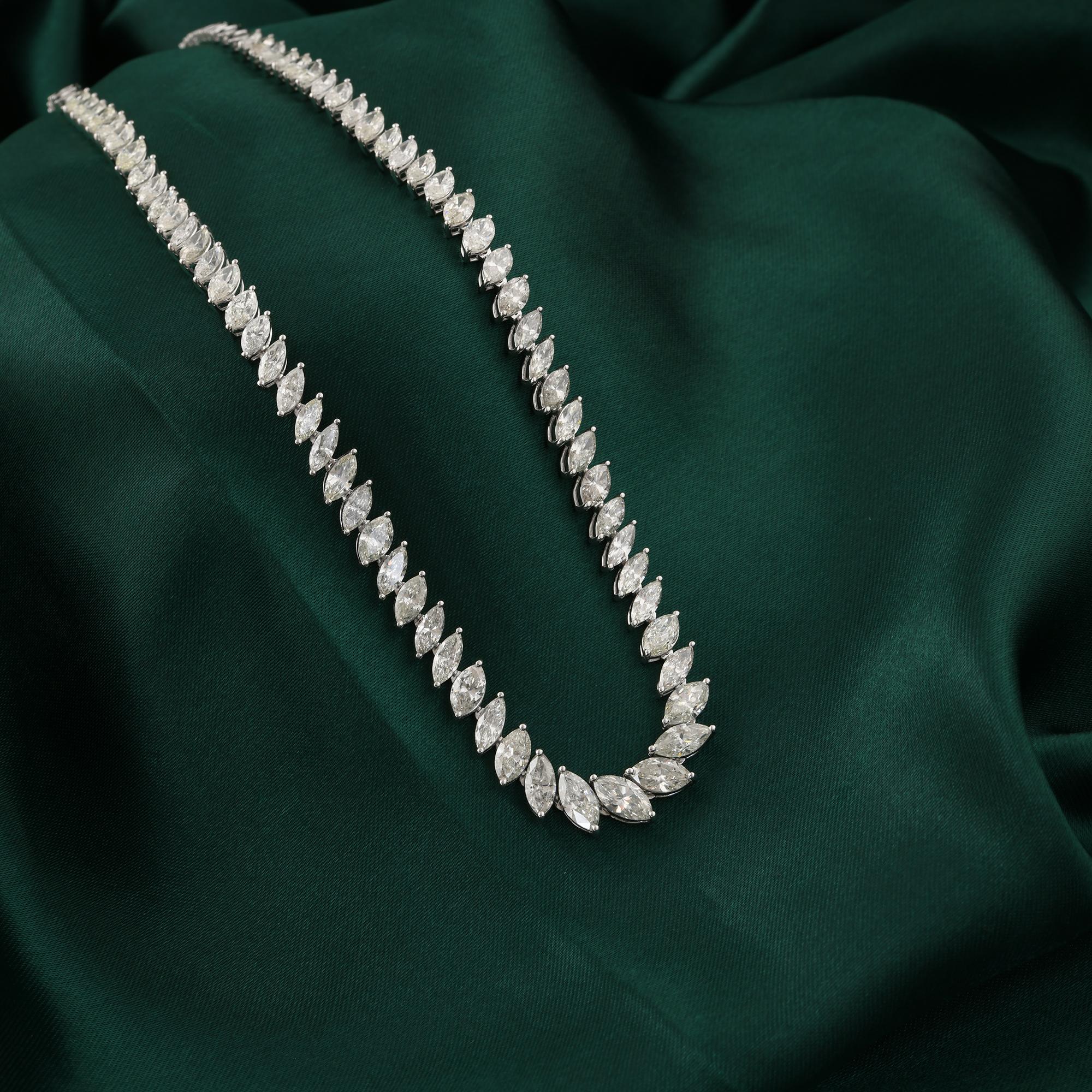 Zertifizierte 16.87Ct Marquise Cut Diamant Hochzeit Kette Halskette 14K Weißgold Damen im Angebot