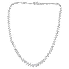 Certified 16.87Ct Marquise Cut Diamond Wedding Chain Necklace 14K White Gold