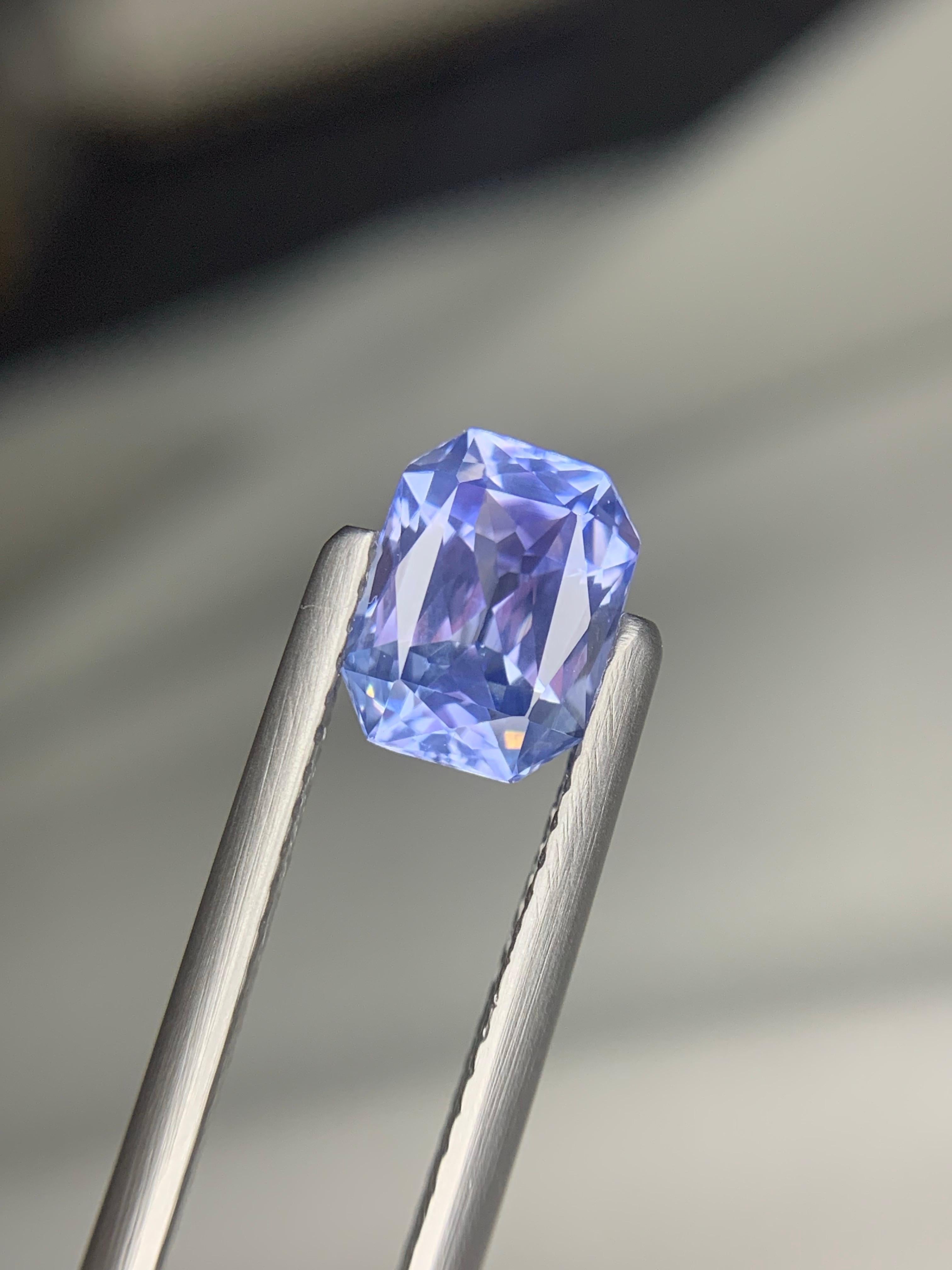 Zertifizierter 1,70 Karat natürlicher loser blauer violetter Saphir in Achteckform Edelstein im Angebot 4