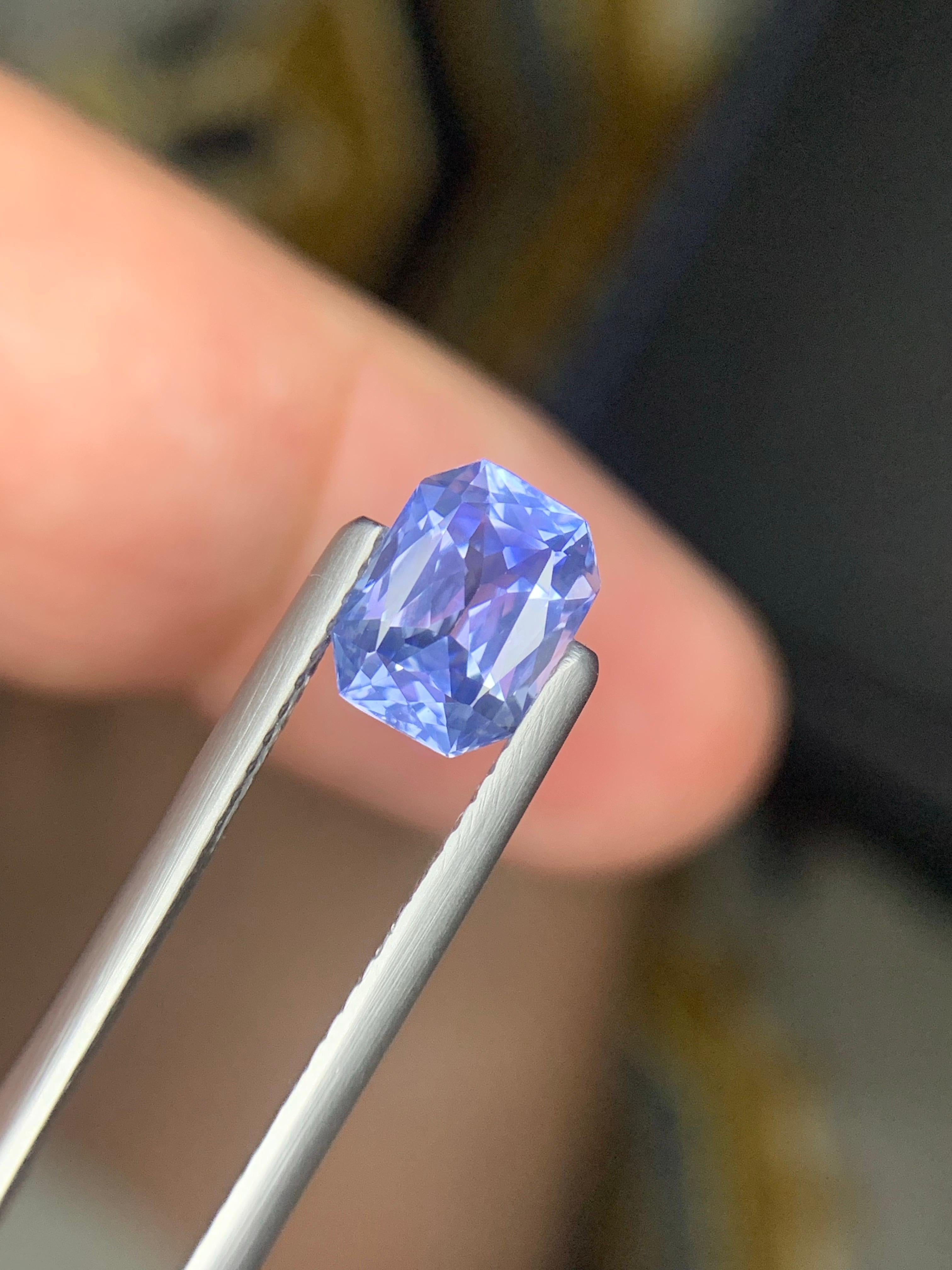 Zertifizierter 1,70 Karat natürlicher loser blauer violetter Saphir in Achteckform Edelstein im Angebot 5