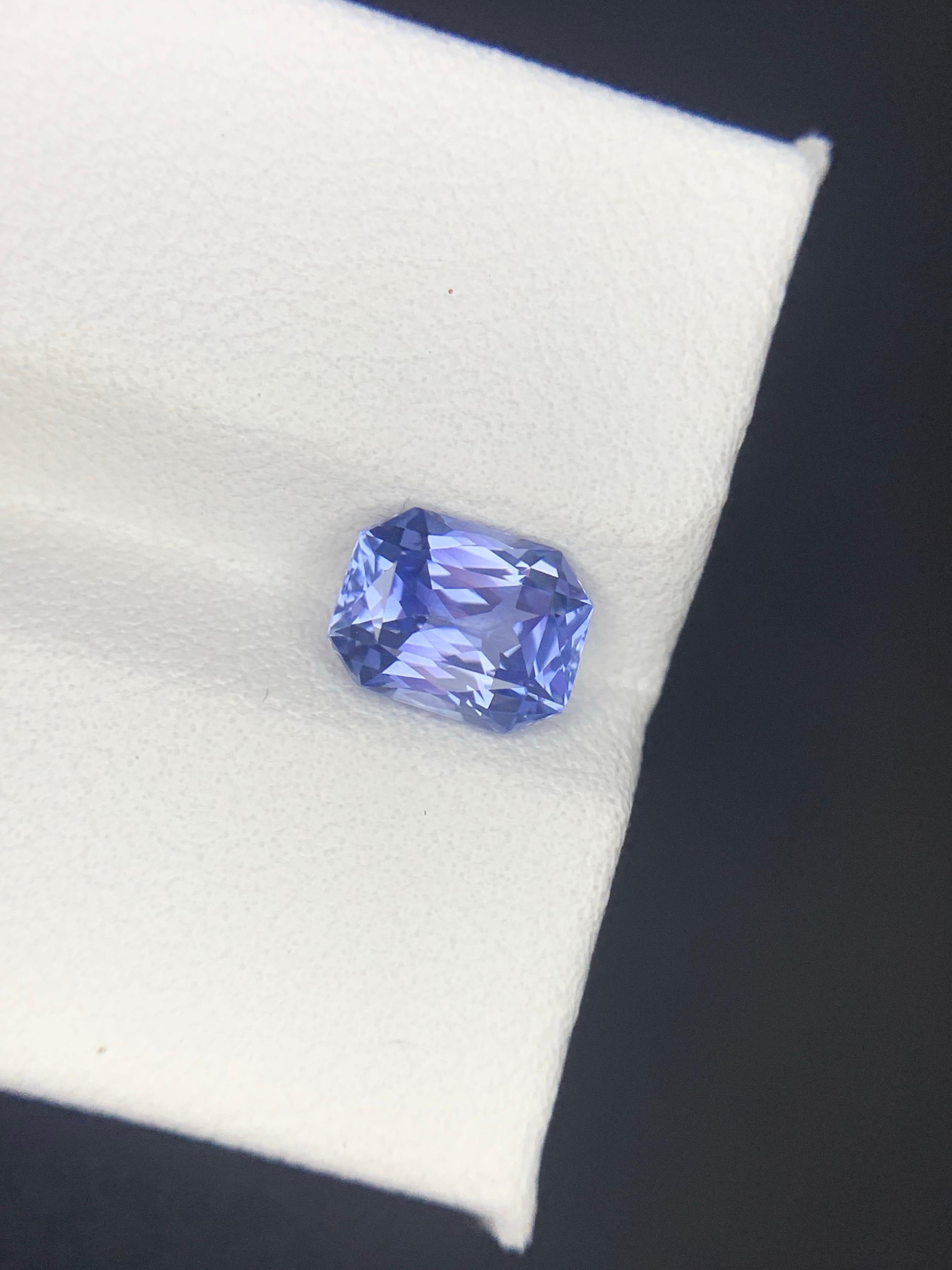 Zertifizierter 1,70 Karat natürlicher loser blauer violetter Saphir in Achteckform Edelstein im Angebot 6