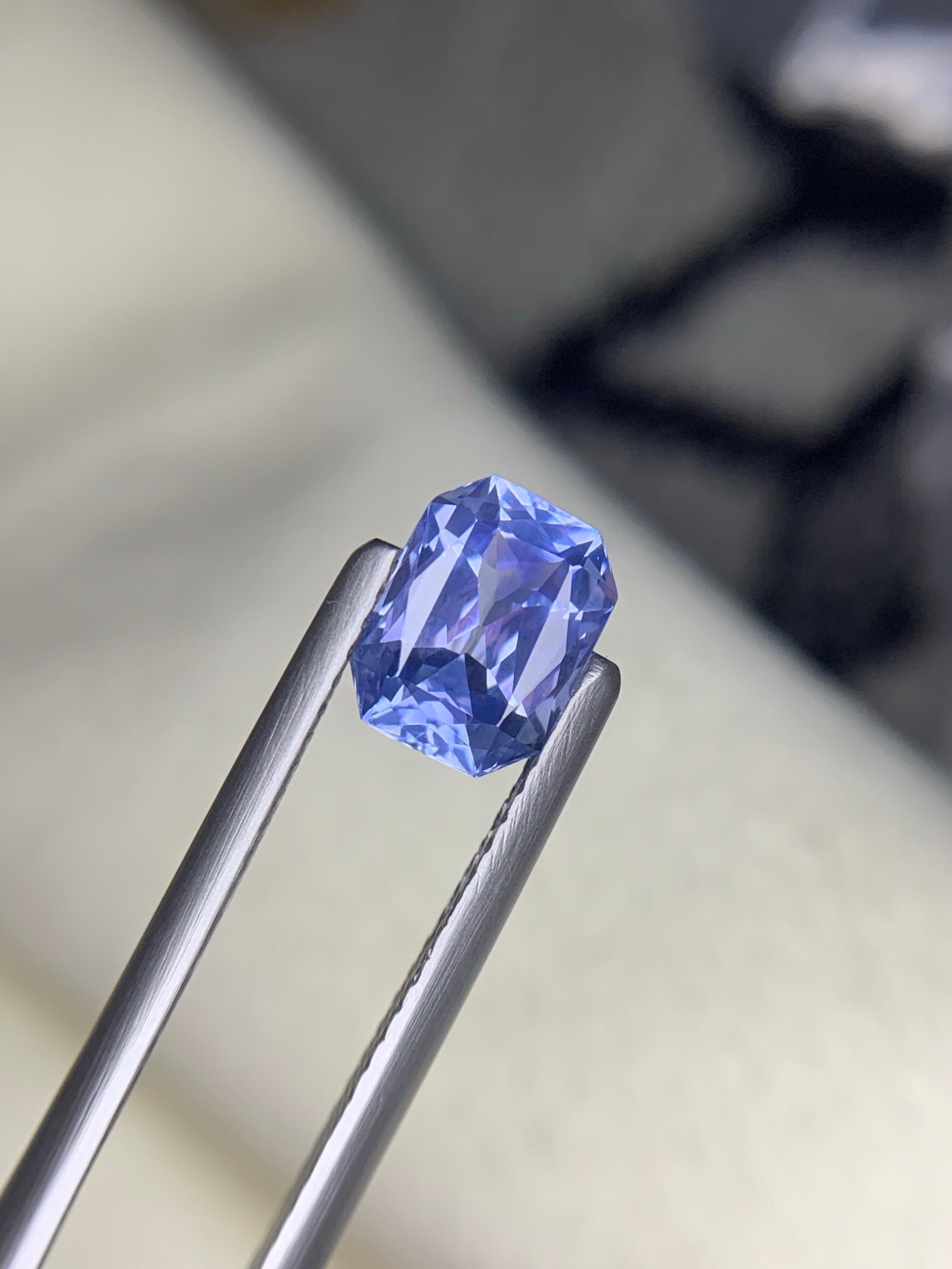 Zertifizierter 1,70 Karat natürlicher loser blauer violetter Saphir in Achteckform Edelstein im Angebot 7