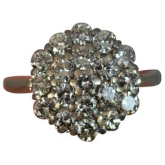 Certified 1.71 Carat VS Diamond 18 Carat White Gold Cluster Ring