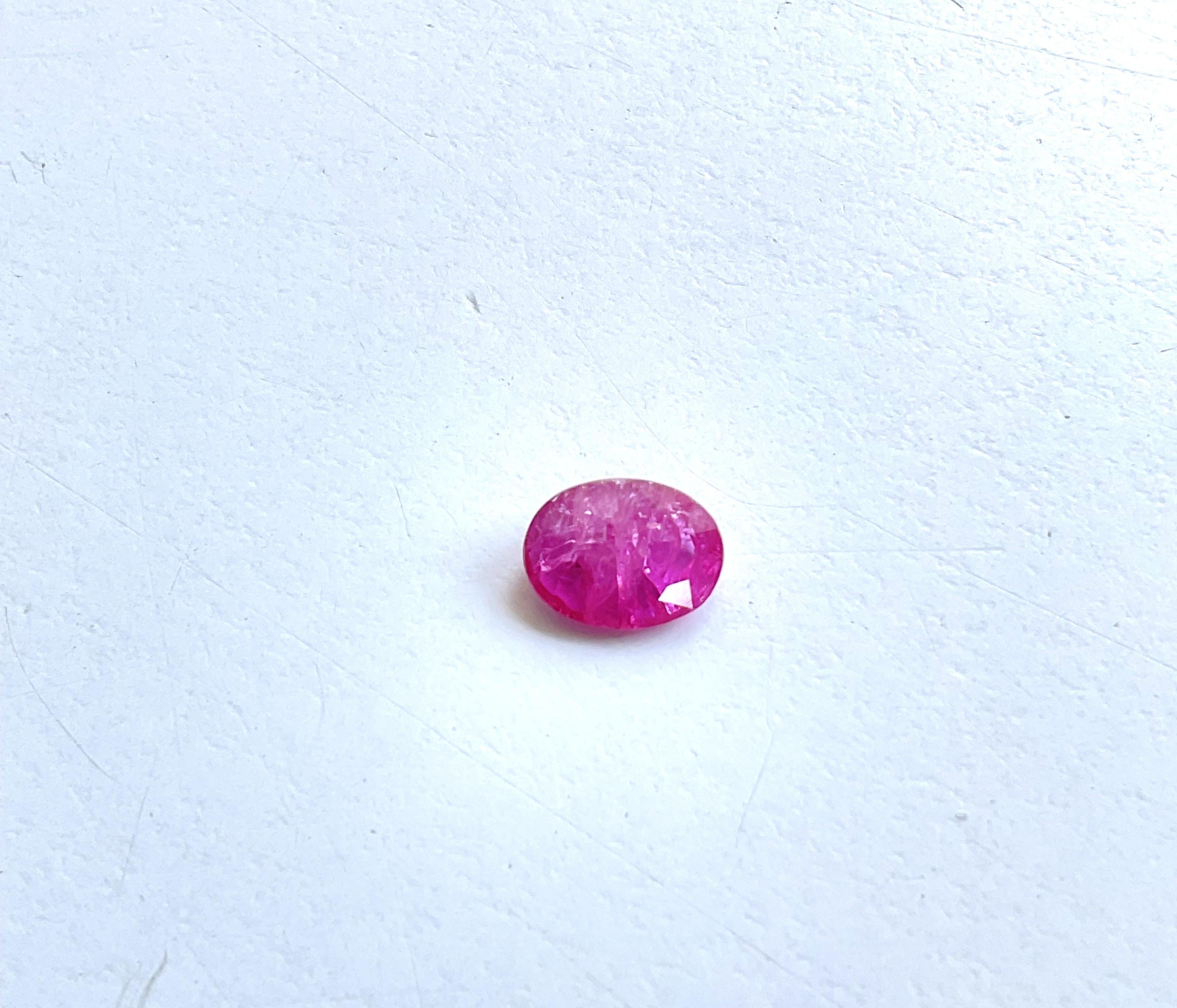 Certified 1.71 Carats Mozambique Ruby Oval Faceted Cut stone No Heat Natural Gem For Sale 5
