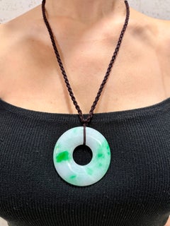 Certified 172 Carat 58mm Jadeite Jade Donut / Peace Buckle Pendant. Substantial.