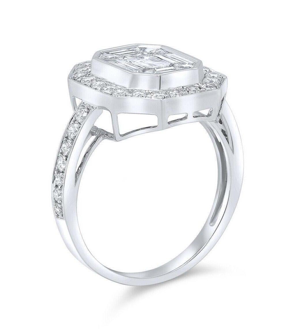En vente :  Bague de fiançailles en or blanc 14 carats avec diamant taille émeraude certifié de 1,73 carat 3