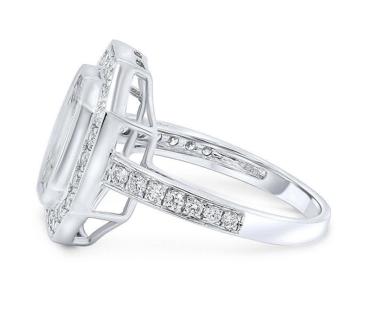 For Sale:  Certified 1.73 Carat Emerald Cut Diamond 14 Karat White Gold Engagement Ring 4