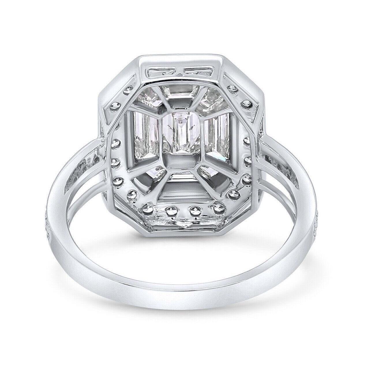 For Sale:  Certified 1.73 Carat Emerald Cut Diamond 14 Karat White Gold Engagement Ring 5