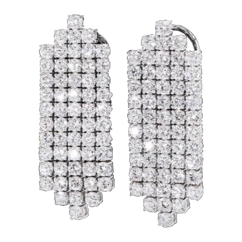 Boucles d
oreilles en or 18k certifiées 17.40 carats F-G /VS Diamants ronds Brillant