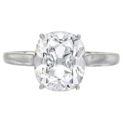 Certified 1.75 Carat Old Mined Cushion Cut Diamond Ring VS Clarity H Color