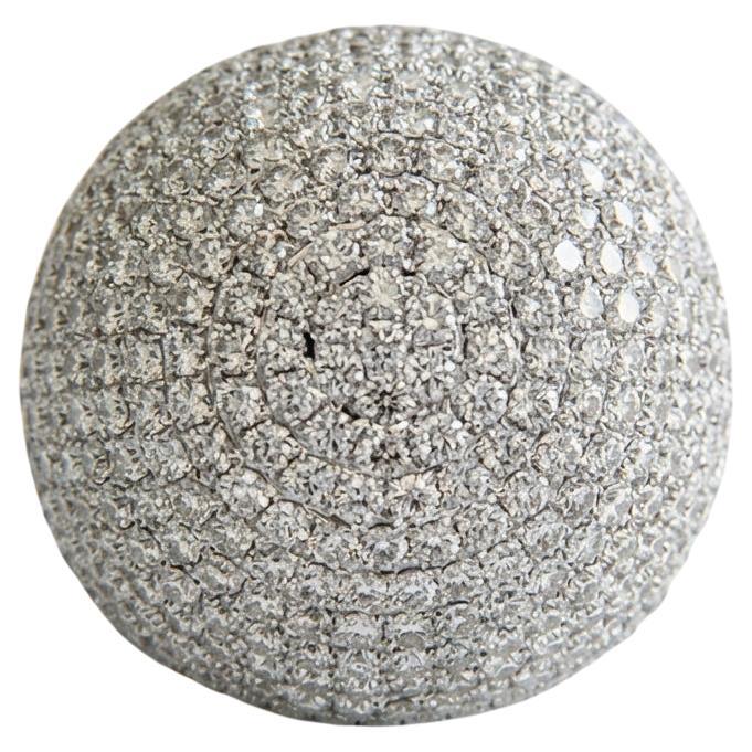 Anello da cocktail vintage in oro bianco 18 carati con pavé di diamanti certificato da 17,50 carati