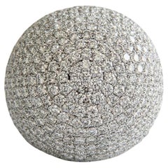 Certified 17.50 Carat Diamond Pavé 18k White Gold Vintage Cocktail Ring