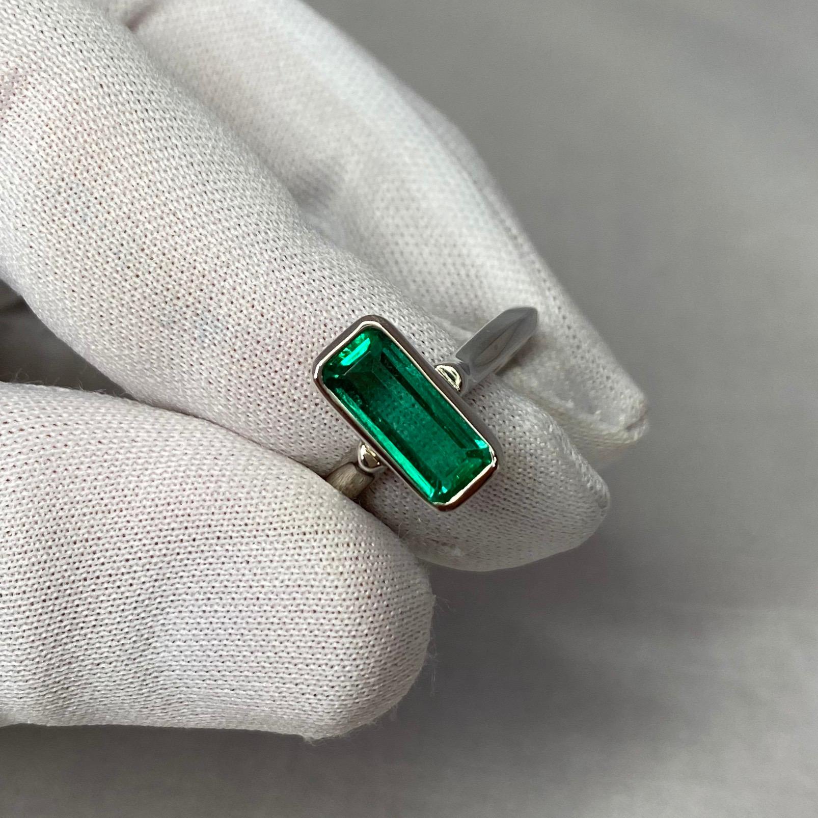 Certified 1.76 Carat Colombian Emerald 18 Karat White Gold Solitaire Ring 5