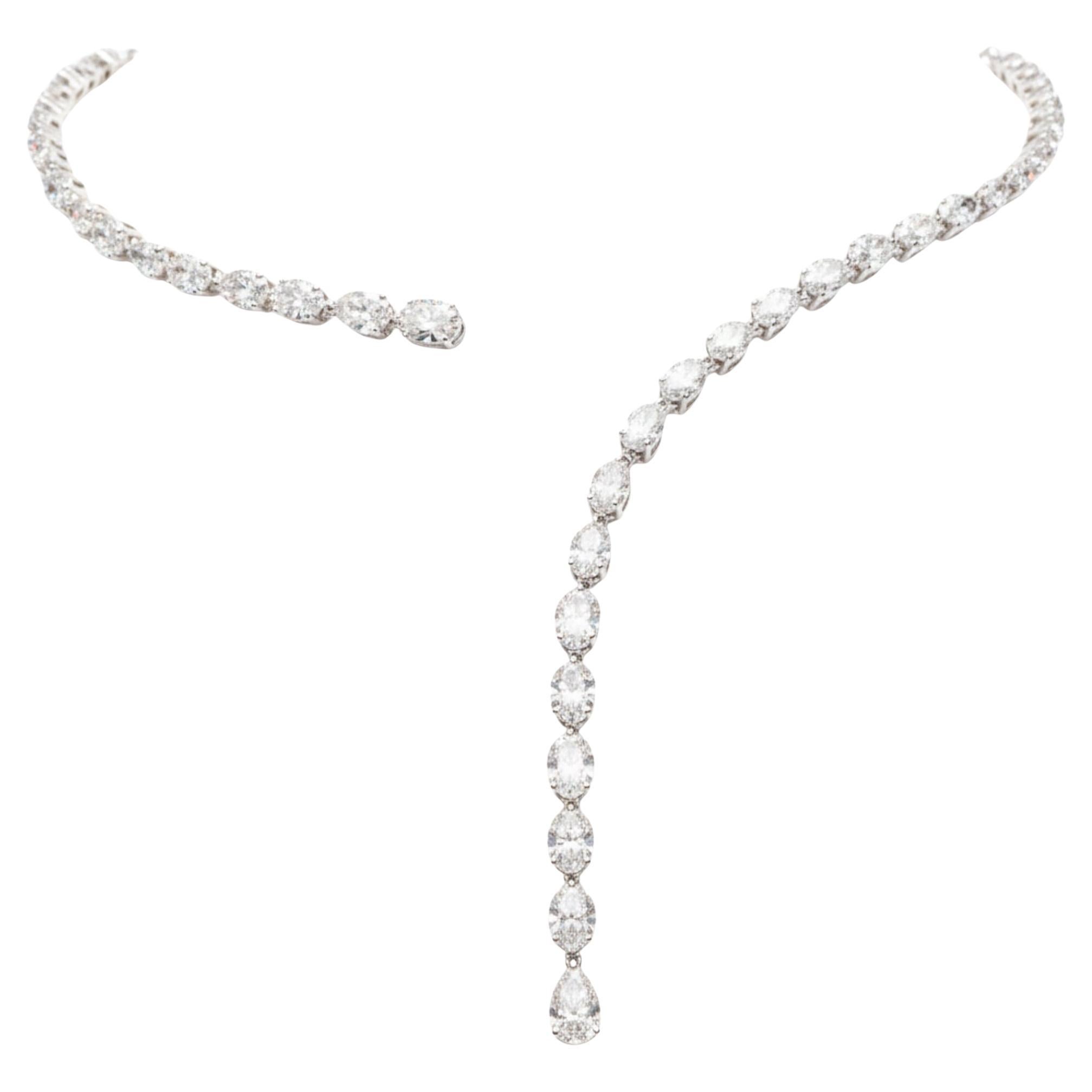 Collana girocollo con diamanti naturali certificati da 17,77 carati in oro bianco 14k Gioielli di pregio