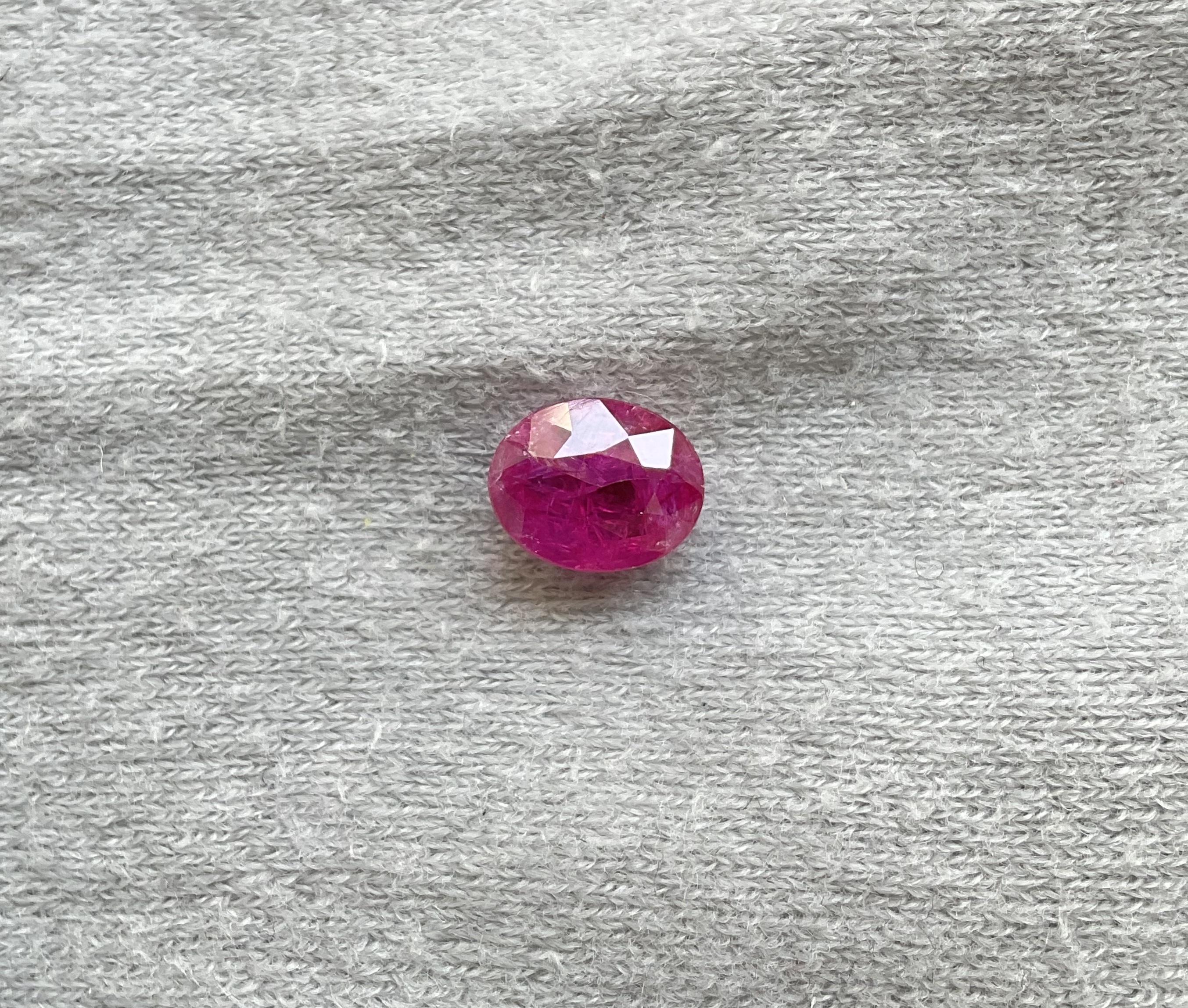 Oval Cut Certified 1.78 Carats Mozambique Ruby Oval Faceted Cut stone No Heat Natural Gem For Sale
