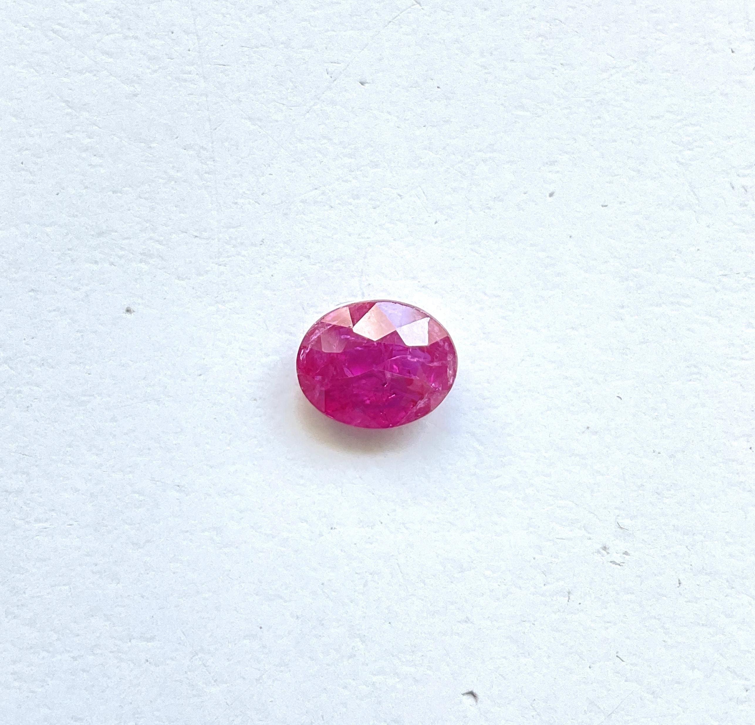 Certified 1.78 Carats Mozambique Ruby Oval Faceted Cut stone No Heat Natural Gem For Sale 3