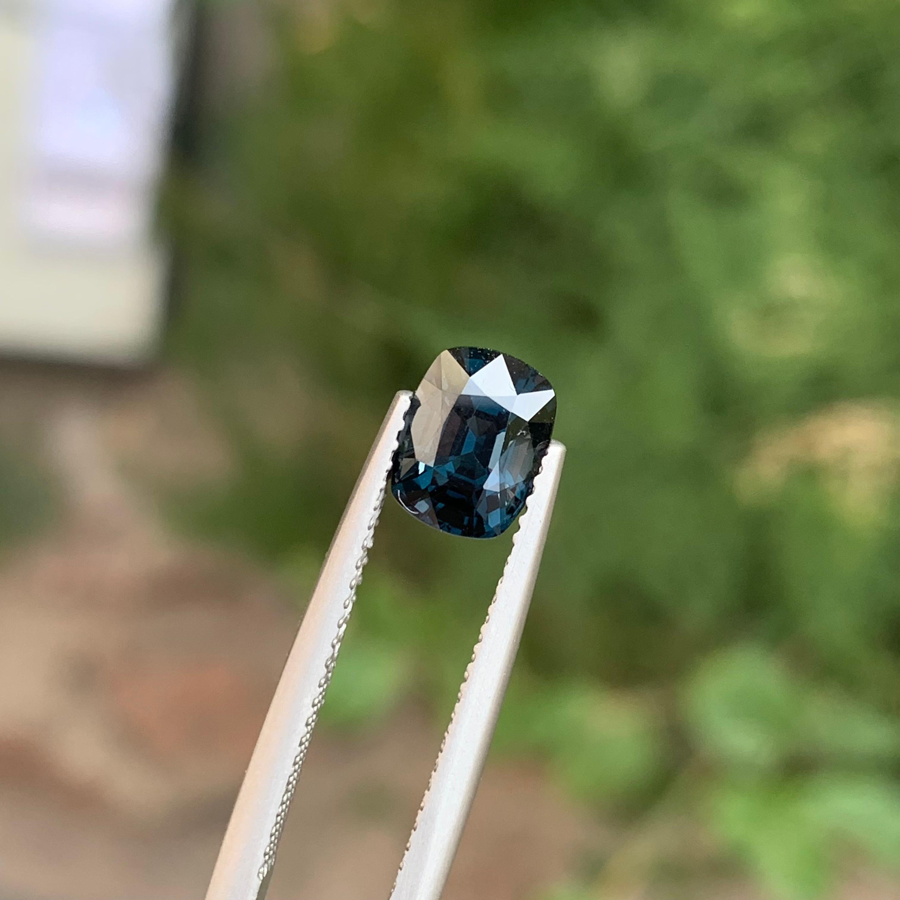 Arts and Crafts Certified 1.79 Carat Natural Loose Violent Blue Spinel Cushion Shape Gemstone For Sale