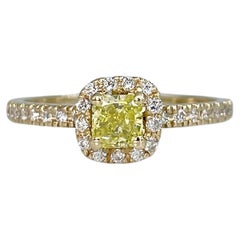 Certified 18 Karat Gold 0.40 Carat Fancy Yellow Diamond Engagement Ring