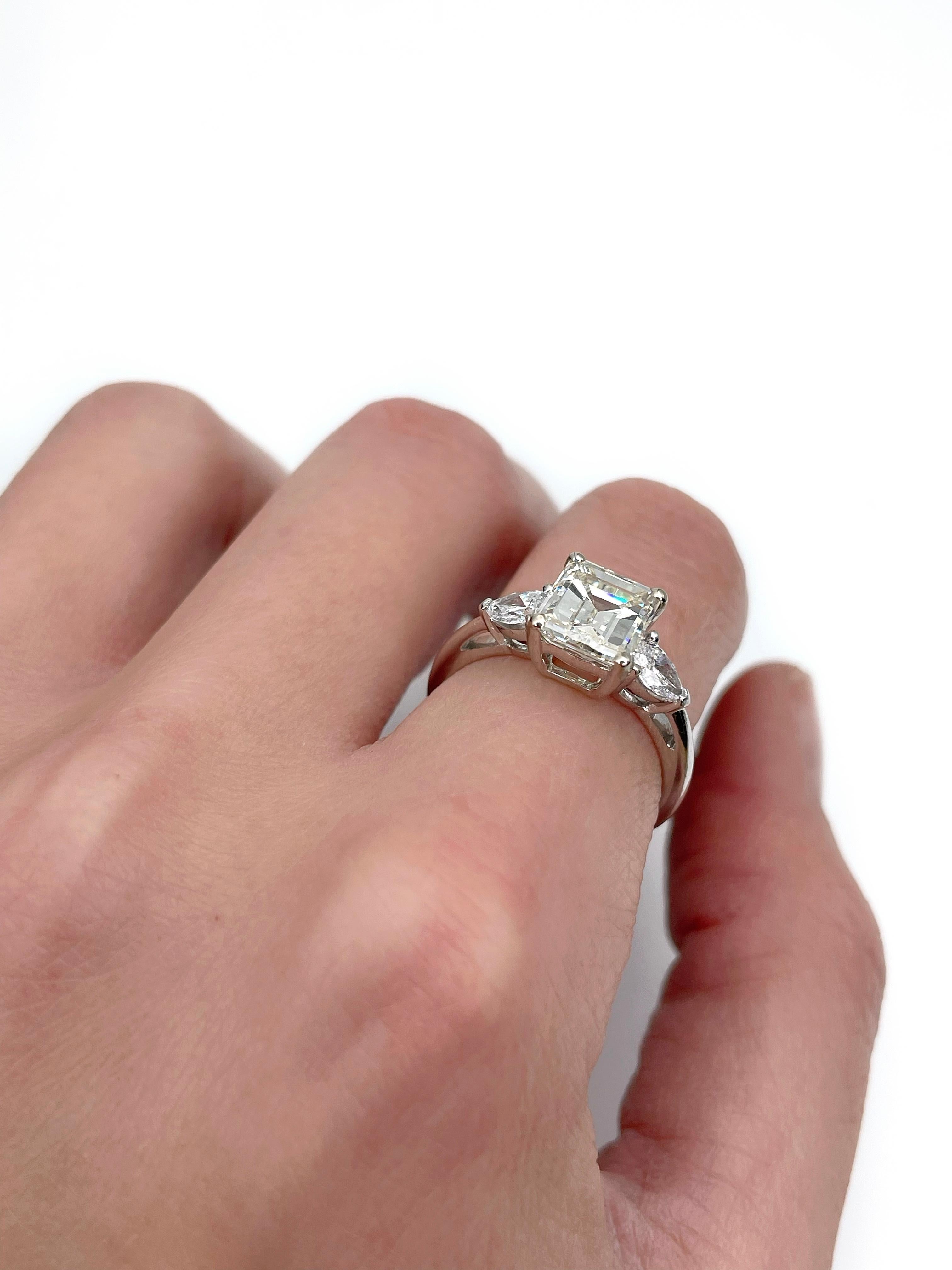 Certified 18 Karat Gold 2.03 Carat Diamond Emerald Cut VVS2 Engagement Ring 3