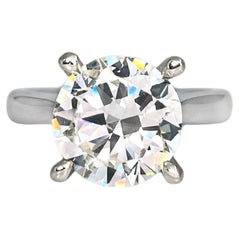 Anello solitario in oro 18 carati certificato con diamanti a taglio brillante da 3,39 carati VVS2