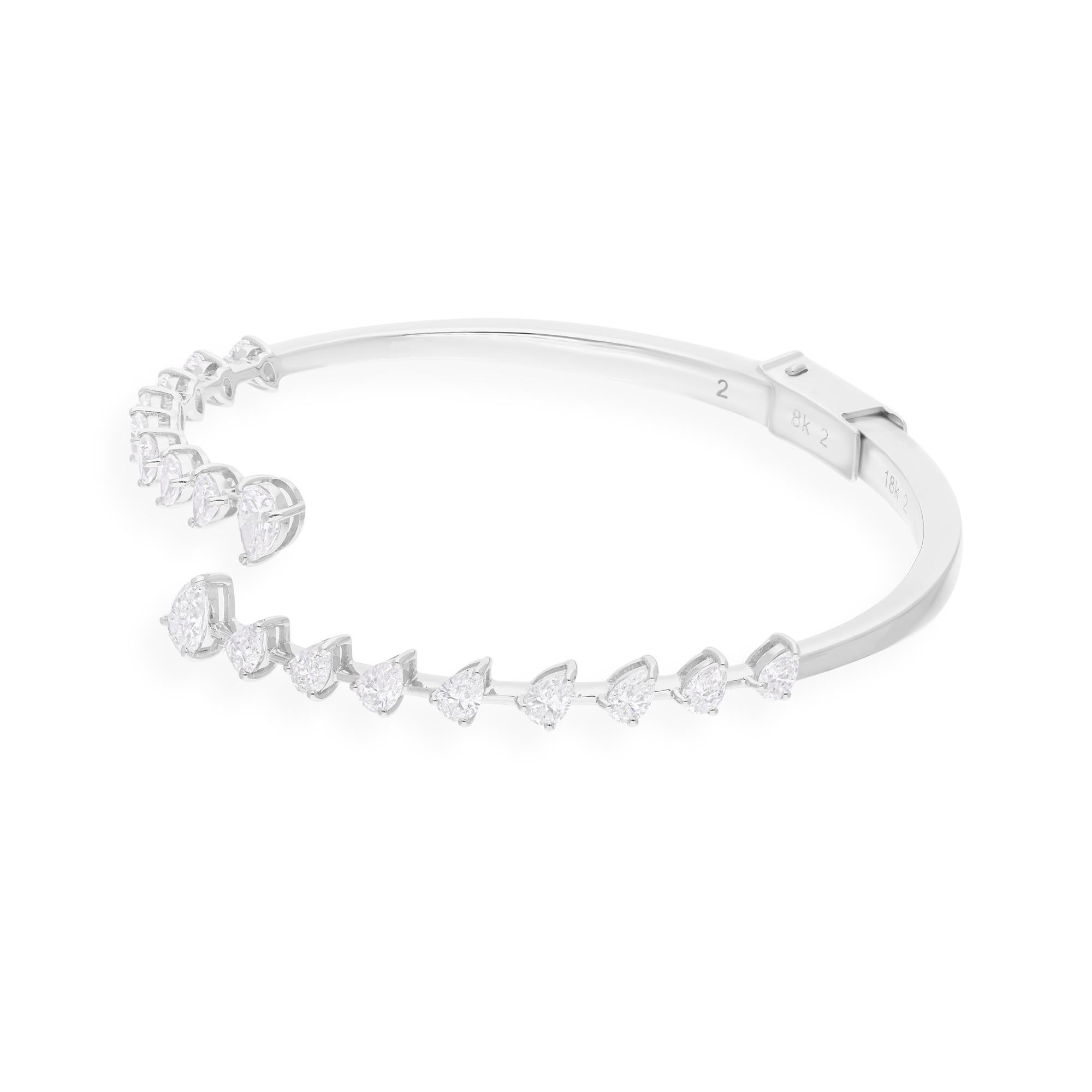 De las mujeres Brazalete certificado de oro blanco de 18 quilates con diamantes naturales talla pera de 2,91 quilates en venta