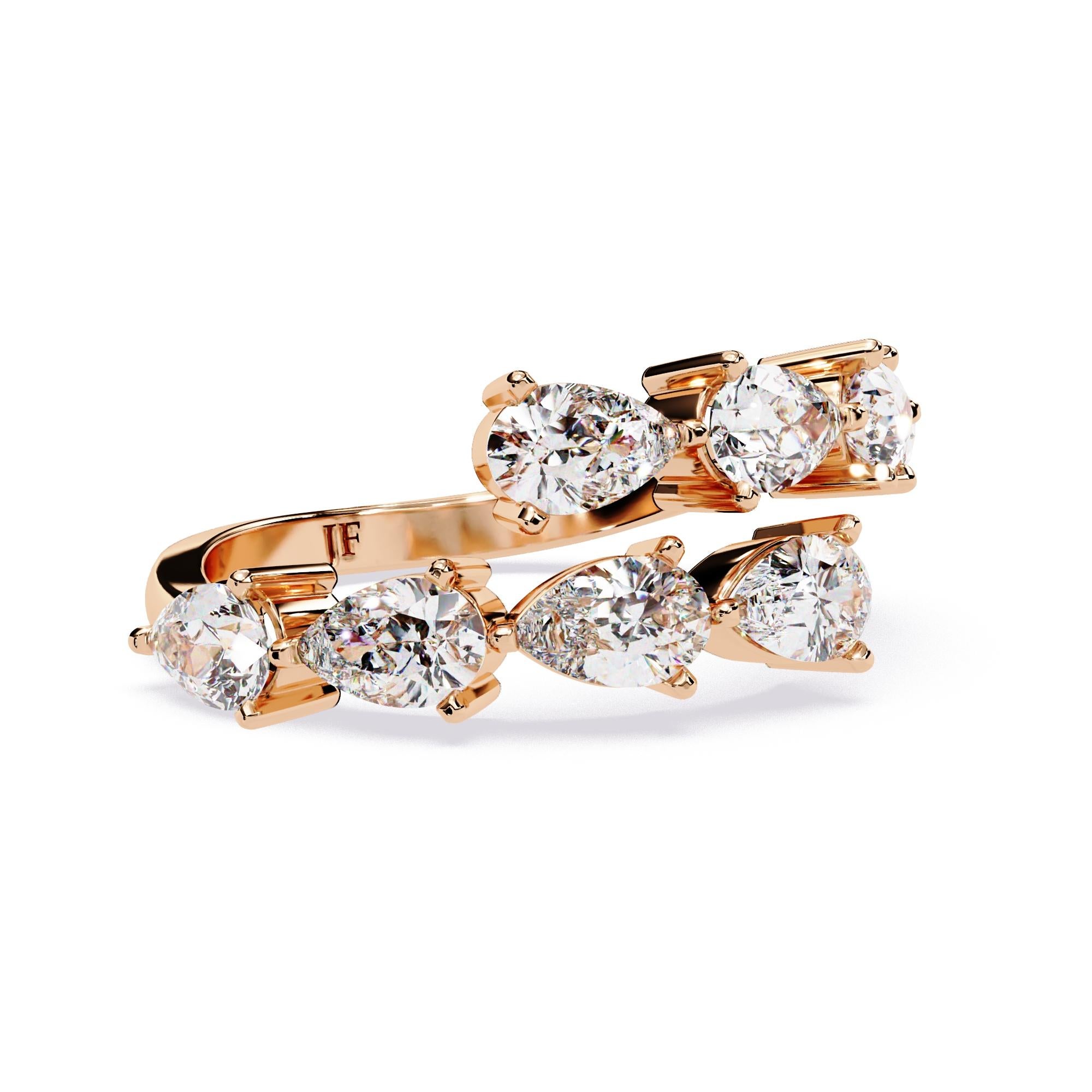 Bague d'exception en or 14 carats avec diamants en forme de poire certifiés de 1,85 carat en vente 5