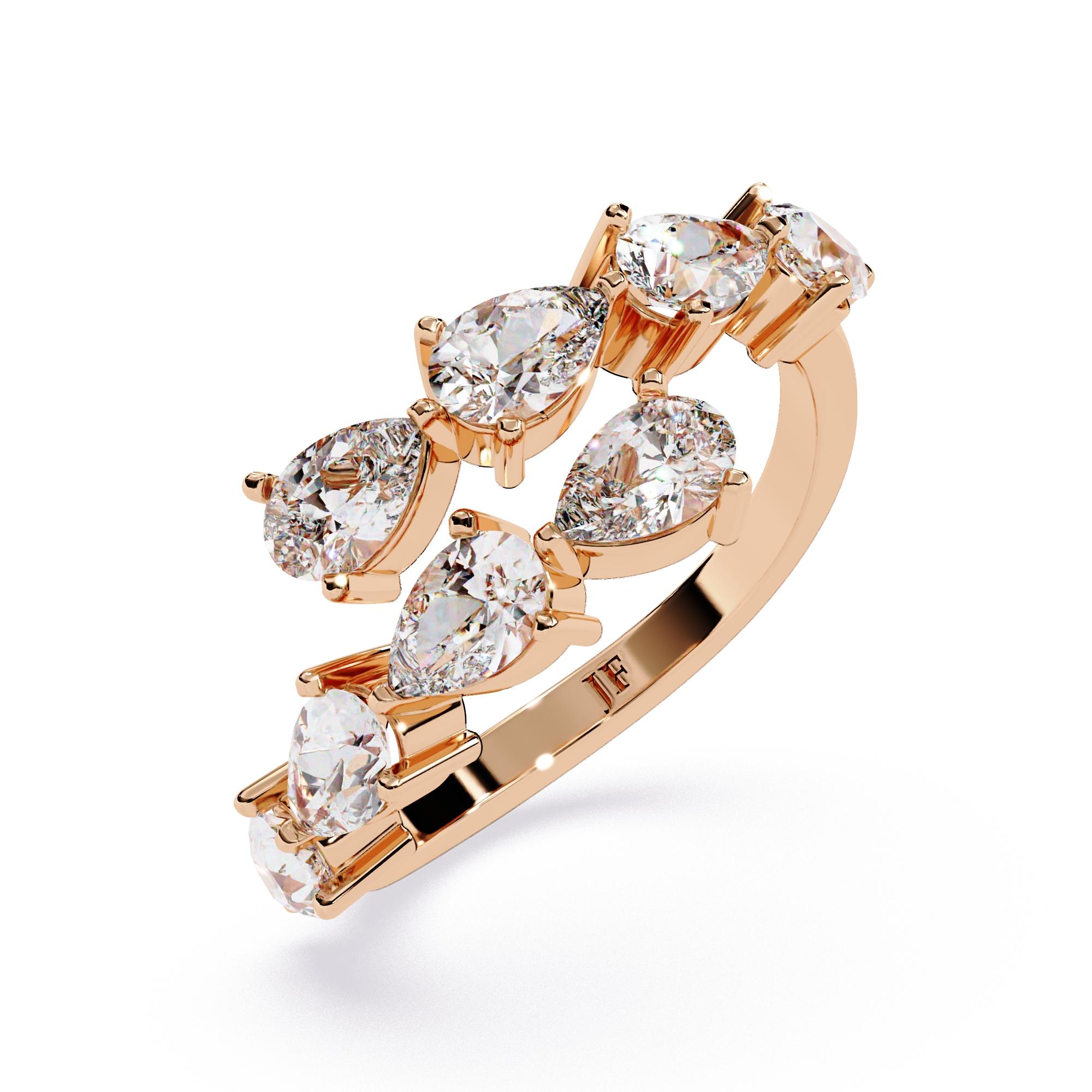 Bague d'exception en or 14 carats avec diamants en forme de poire certifiés de 1,85 carat en vente 6