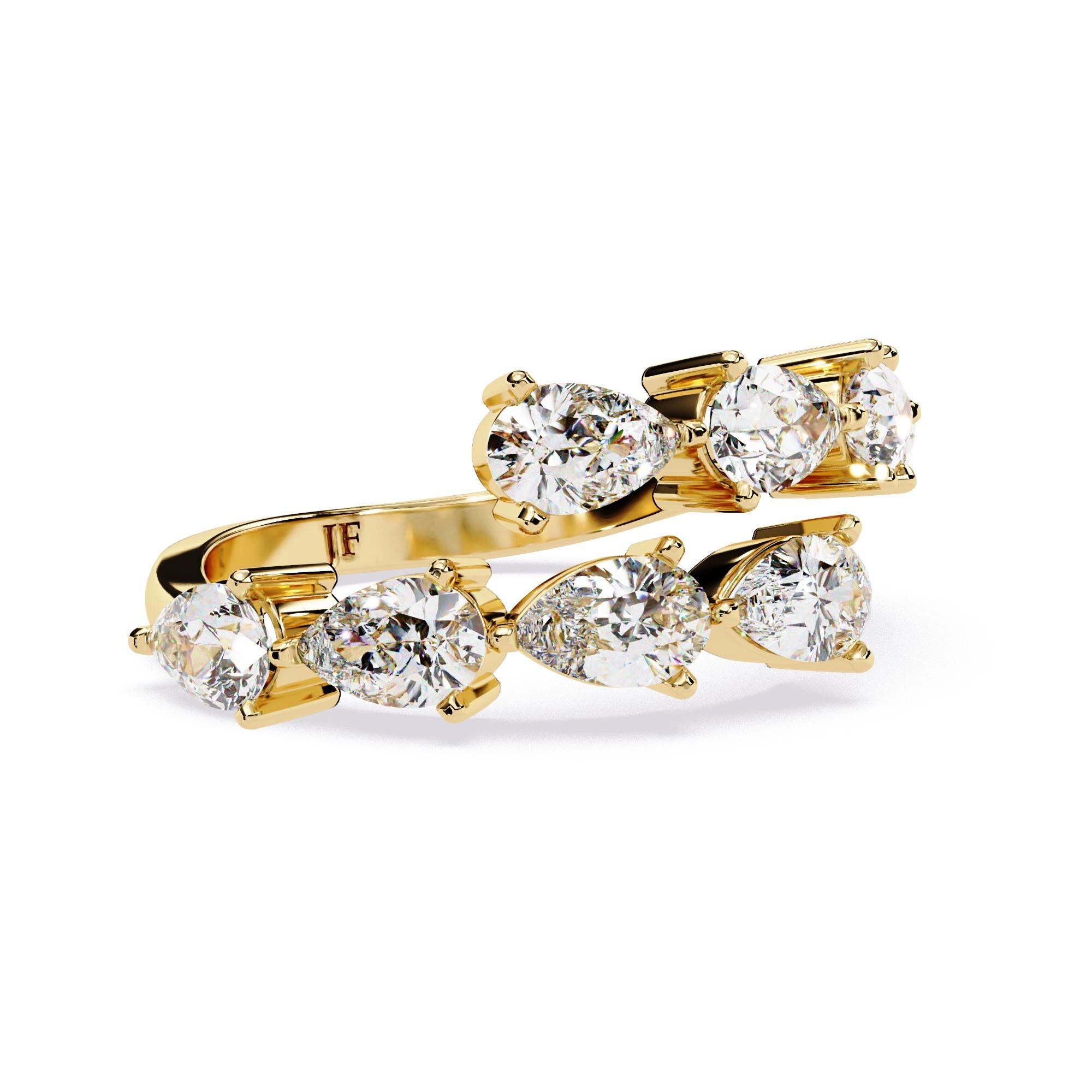 Bague d'exception en or 14 carats avec diamants en forme de poire certifiés de 1,85 carat en vente 3