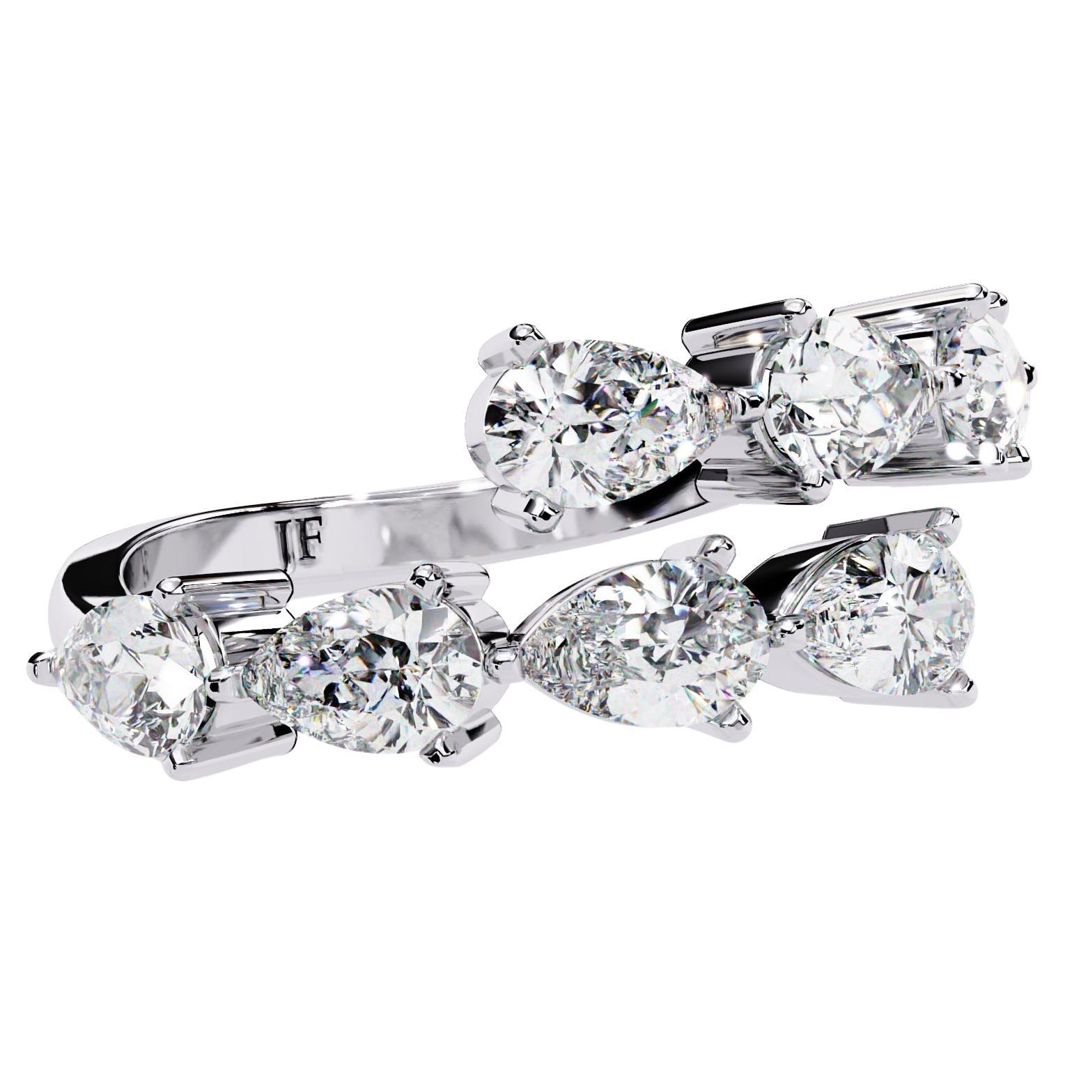Certified 1.85 Carat Pear Diamond Wrap Around Statement Ring in 14K Gold